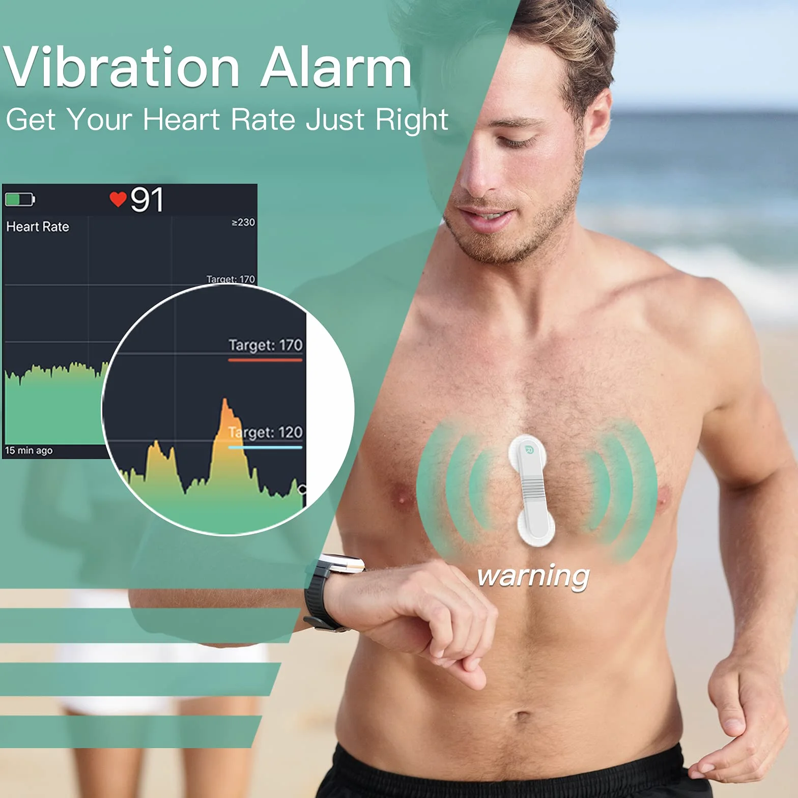 ViATOM Sensore di Frequenza Cardiaca, Cardiofrequenzimetro Cintura Toracica, Bluetooth ANT+, Monitor ECG con Cuscinetti per l'Esercizio Fisico, Indossabile senza Fili, con Allarme a Vibrazione