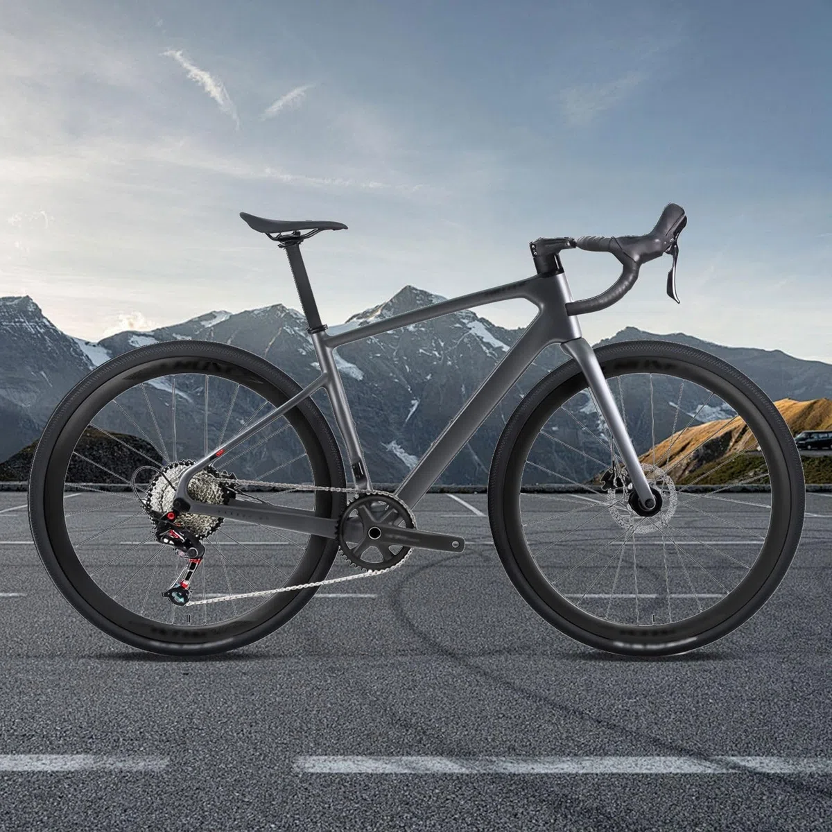TUJISEK Telaio per Bici da Strada Gravel 700C 45/48/51/54Cm Telaio per Bicicletta in Fibra di Carbonio Telaio per ciclocross con Freno a Disco Percorso Interno Perno Passante 12x100/142mm(White,51cm)