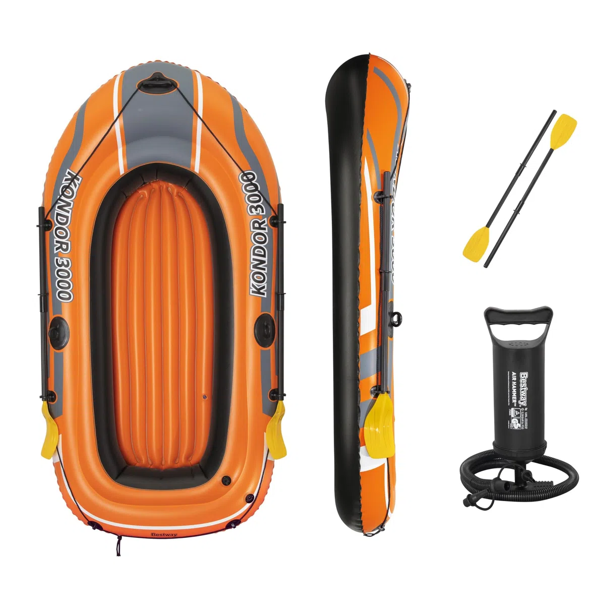 Bestway Kondor 3000 | Zattera gonfiabile a 3 posti, gommone, gommone, con manici resistenti per famiglie