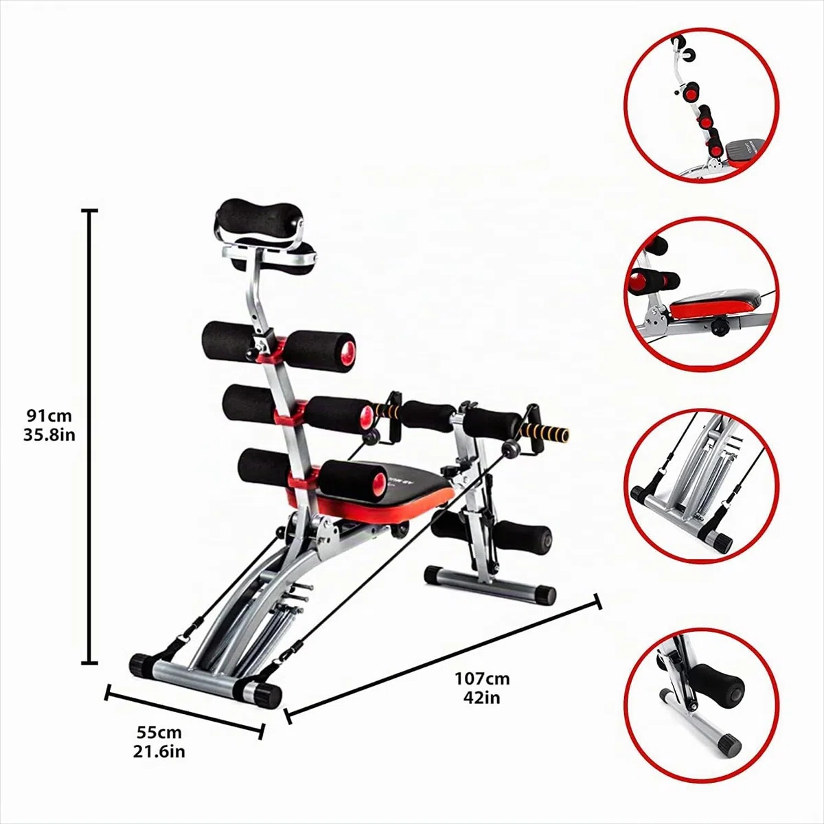 TechFit Panca Multifunzione Multi Crunch Total Trainer - Rivoluzionario 6 in 1 Panca Addominali, Ideale per tonificare ed esercitare i Muscoli Addominali, Vita, Schiena, Spalle e Gambe