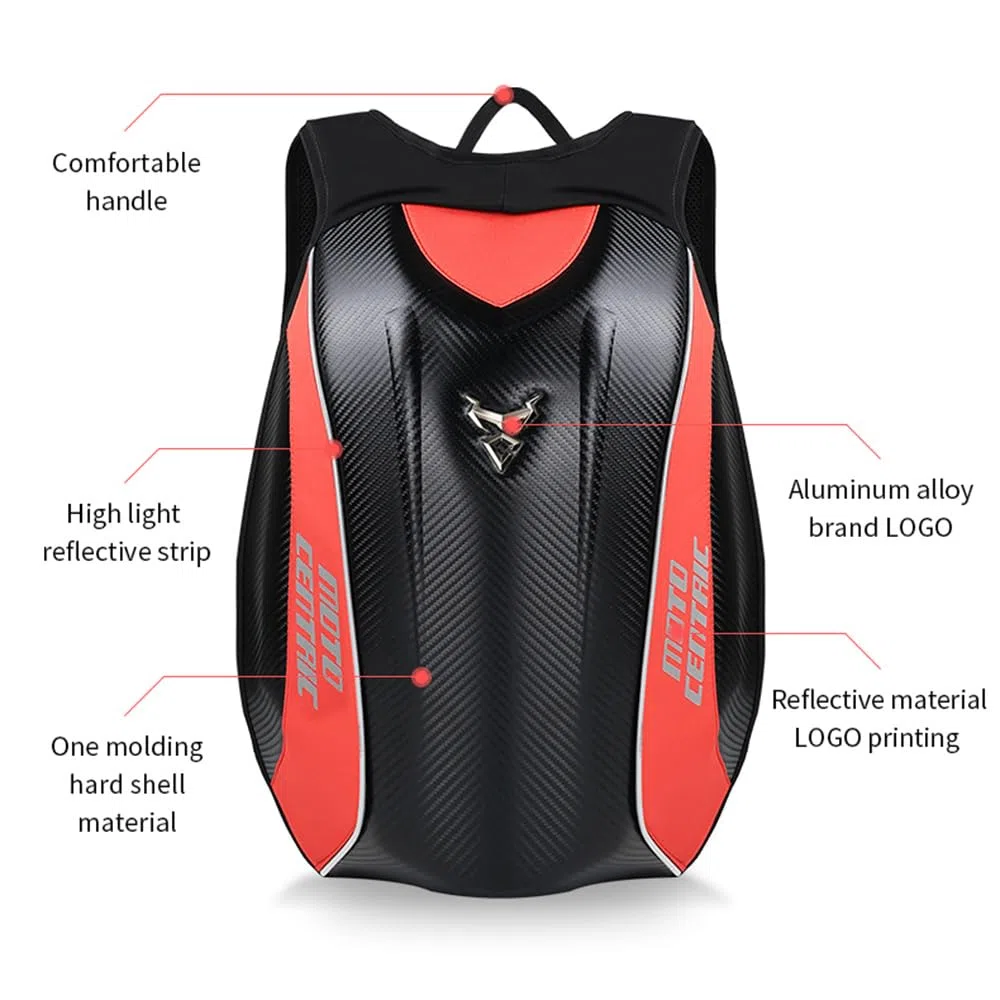 Zaino da motociclista impermeabile in fibra di carbonio zaino rigido riflettente moto viaggio valigia