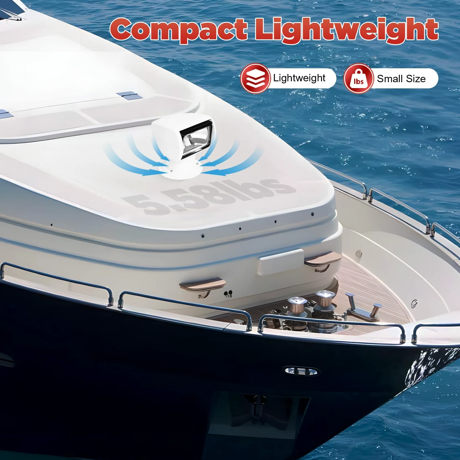 Faro di ricerca telecomandato, IP66, impermeabile, 100 W, per barche, fanali per barche, con base solida, distanza di illuminazione 800 m, per navi notturne, pattuglie marine