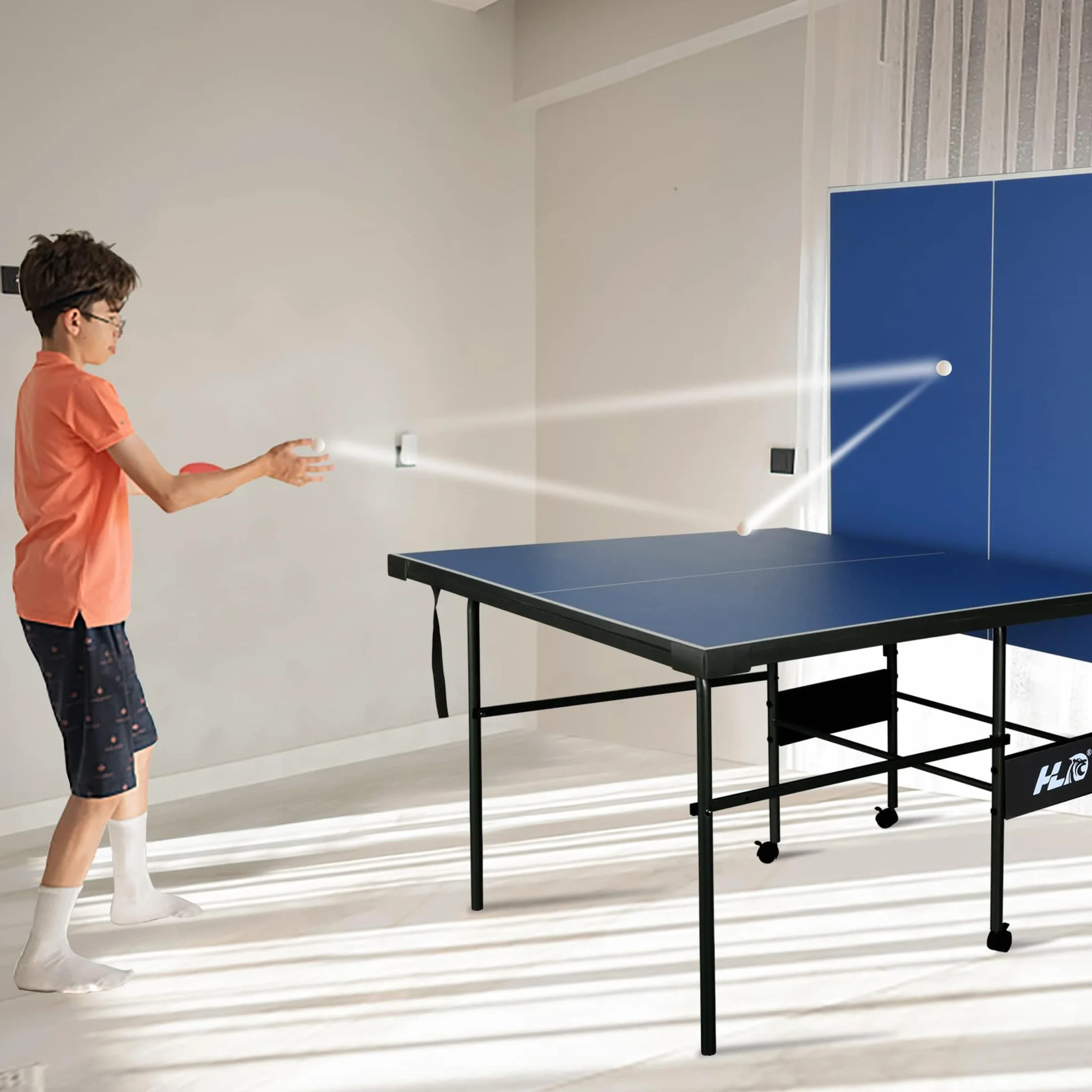 HLC Tavolo Ping Pong，tavolo ping pong pieghevole，7 Piedi Tavolo da Ping Pong，Adatto per Casa, Ufficio e Palestra，Regalo per Bambini（206 * 114.5 * 76cm）