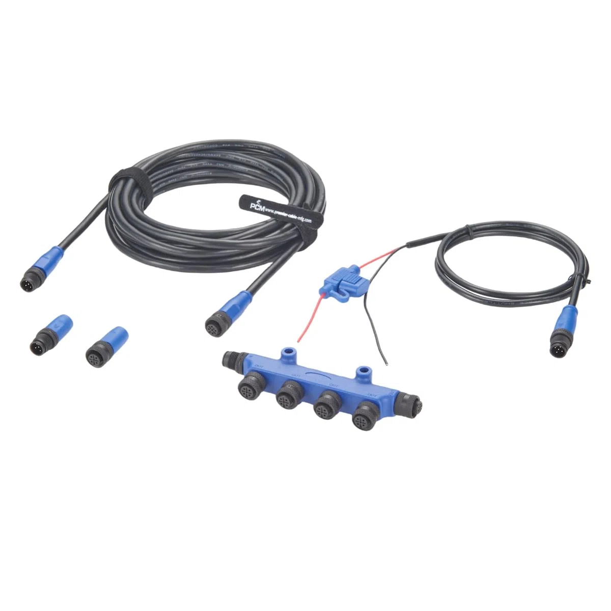 Kit di avvio NMEA 2000 N2K, cavo backbone di grado marino, cavo drop, T-piece a 4 porte, terminatori, cavo di alimentazione con fusibile per Lowrance Simrad Garmin (Kit 1)