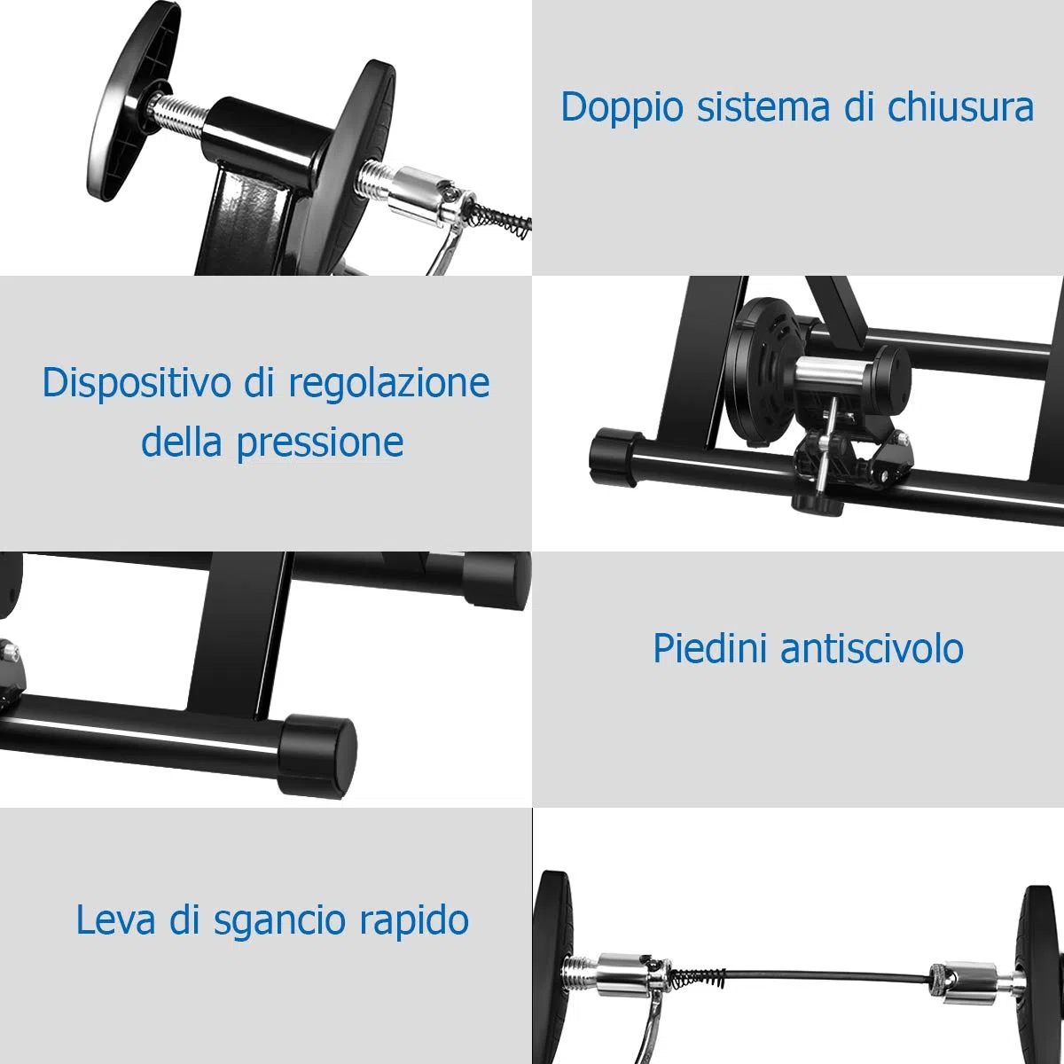 GOPLUS Rullo Allenamento da Ciclismo, per Ruote di 26-28 Pollici, Senza Filo, Pieghevole da Trasport e Stoccaggio, Fissato da Pomolo, Ideale per Interno, Acciaio, 54x50x39,5 cm, Nero