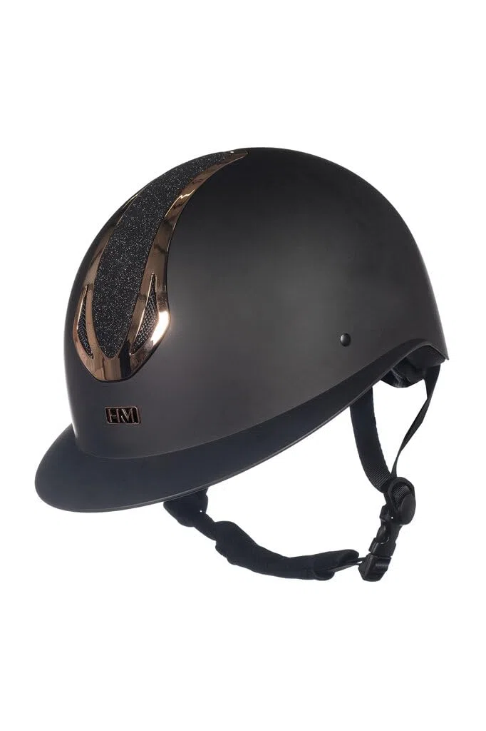HKM Unisex Illusion Casco da equitazione Nero/Oro Rosa M = 55-57 cm