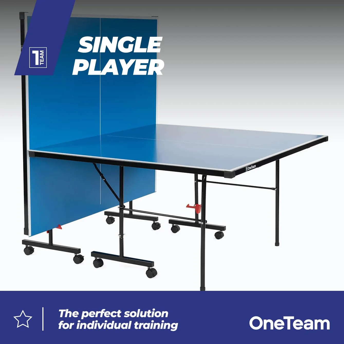 OneTeam Tavolo da ping pong Dimensioni 274x152,5x76 cm per gioco all'aperto con rete pieghevole Ruote per trasporto con funzione di bloccaggio Azzurro