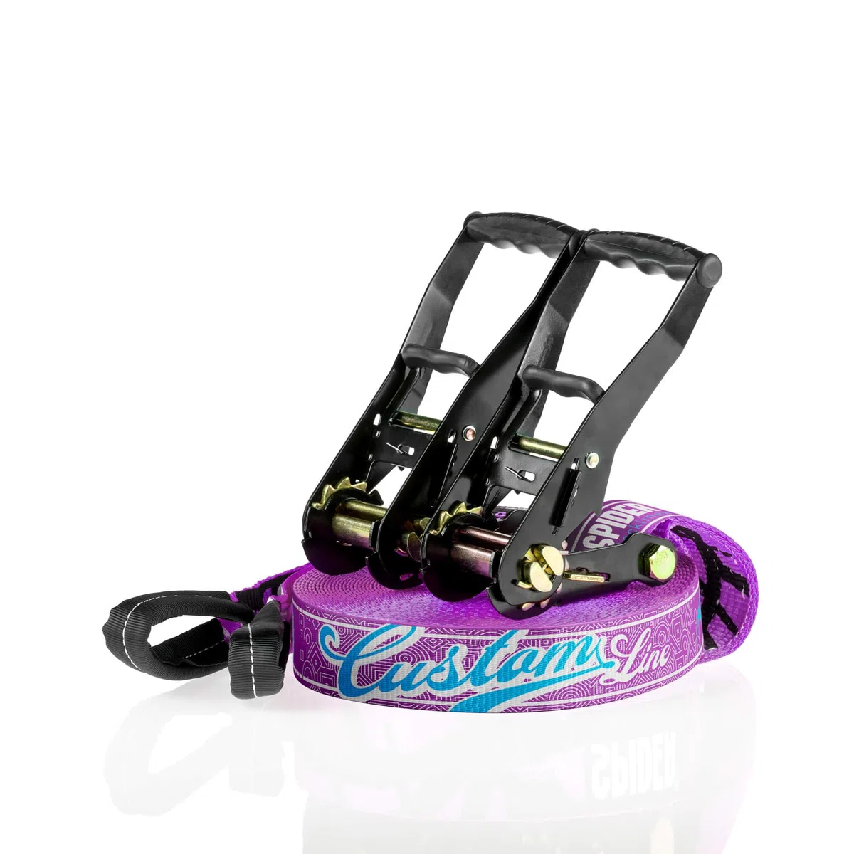 TKSA3 - Kit Slackline adulti - Materiale resistente per chi pratica slacklining - Set fettuccia 25m per esperti e neofiti con 2 cricchetti