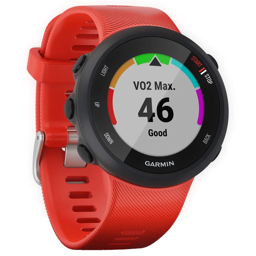 Garmin Forerunner 45 GPS Running Watch 45mm Black (010-02156-05) with Deco Gear Forerunner 45/S Tempered Glass Screen Protector 2-Pack