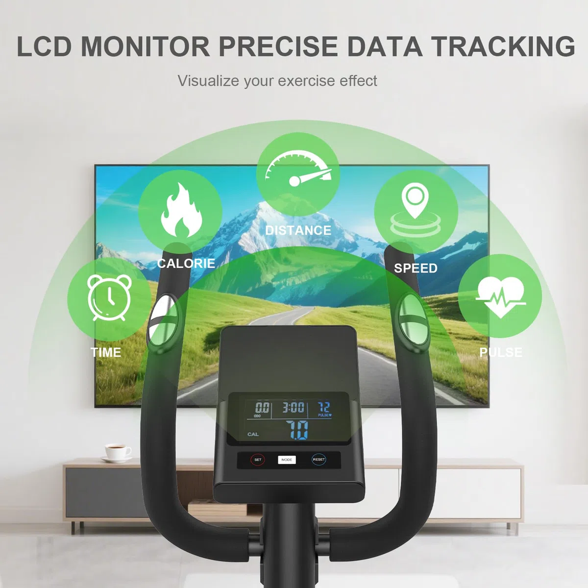 Ellittica, Macchina Ellittiche Magnetica con 16 Livelli di Resistenza,display LCD,Portaborraccia, Pedali antiscivolo, Capacità di Peso fino a 130KG,Cyclette Ellittica da Casa