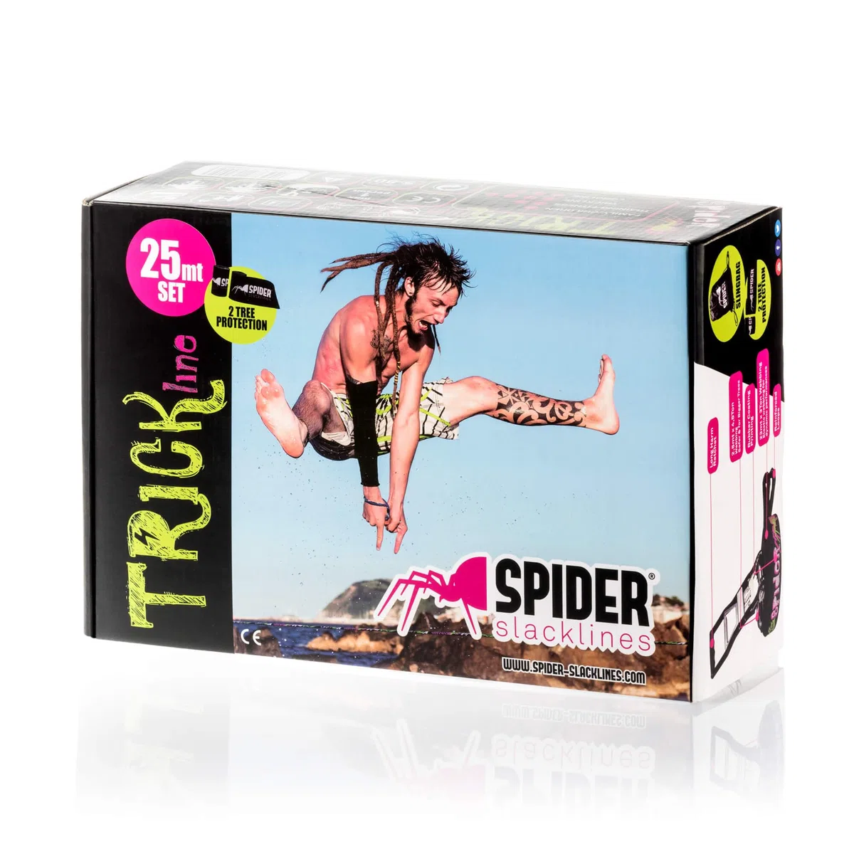 Kit Trick Line per salti, camminata e freestyle - Fettuccia da 25 mt con cricchetto, protezioni albero e sling bag - Kit completo