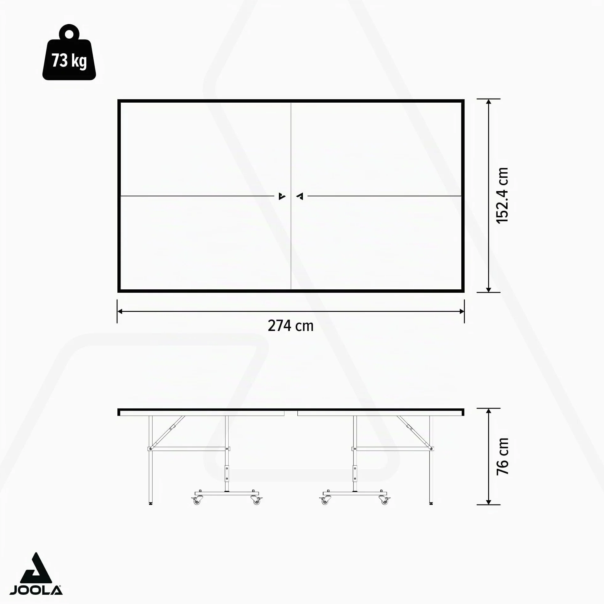 JOOLA Inside J15 - Tavolo da ping pong pieghevole per interni, montaggio rapido, con rete, grigio, 274 x 152,5 x 76 cm
