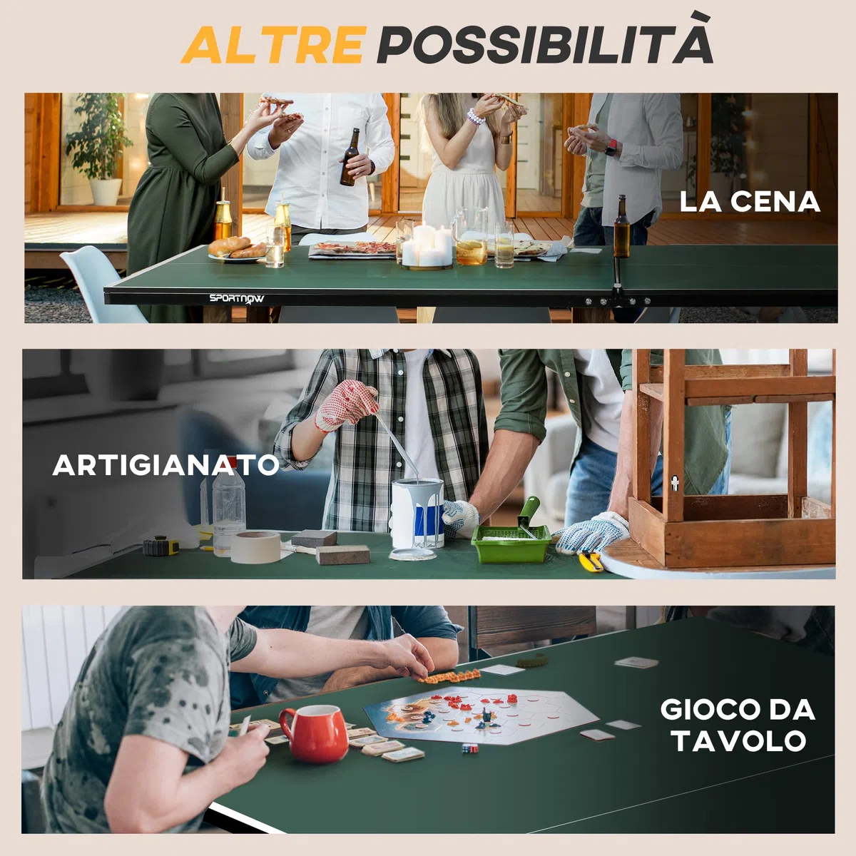 SPORTNOW Tavolo Ping Pong Pieghevole con 8 Ruote, Tavolo da Ping Pong Richiudibile con 2 Racchette, 3 Palline e Rete, 274x152.5x76 cm, Verde Scuro