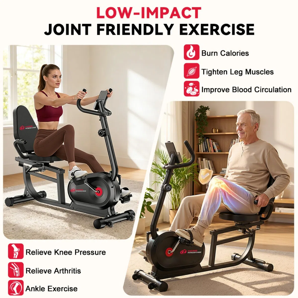 Cyclette da Seduti per Casa, Cyclette Orizzontale Magnetica con Schienale Ergonomico, 16 Livelli di Resistenza, Display LCD, Ideale per Cardio e Recupero, 150KG