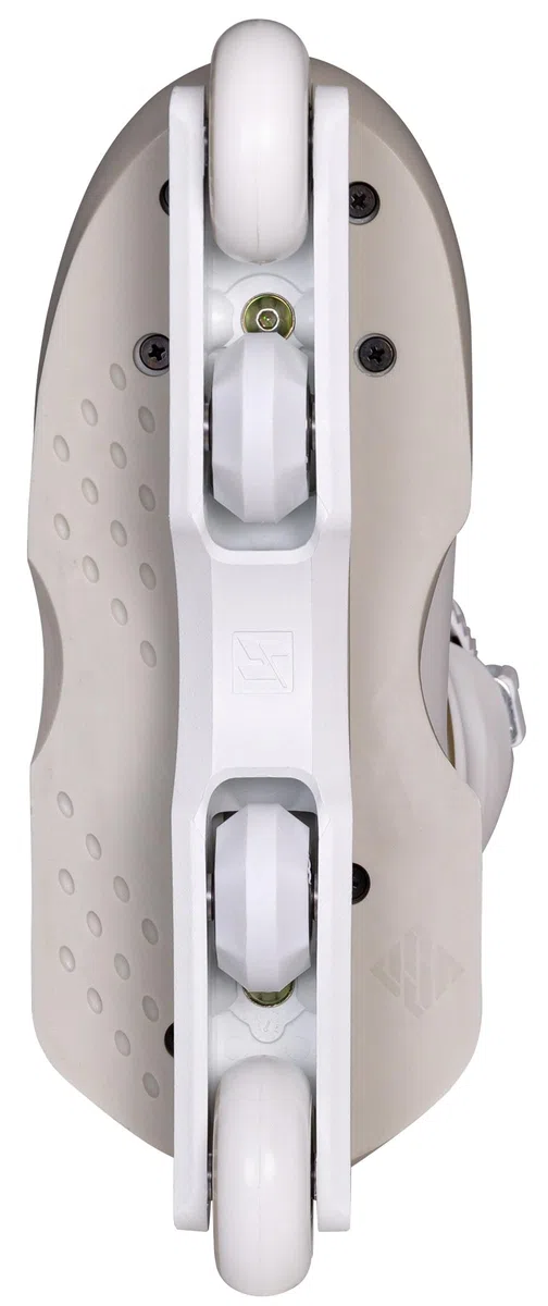 USD Sway Chess White Stunt Skates - Pattini in linea aggressivi Hardboot, Kizer Fluid IV UFS, 60 mm, 88 A, cuscinetti a sfera ABEC 9, bianco/grigio per Street & Park