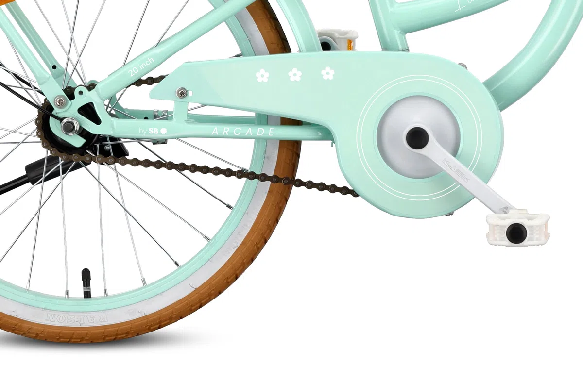 sun baby FLOWER BIKE RETRO Bicicletta per una bambina - telaio in acciaio, freni V-brake, parafanghi, copricatena, fanali, campanello, regolabile