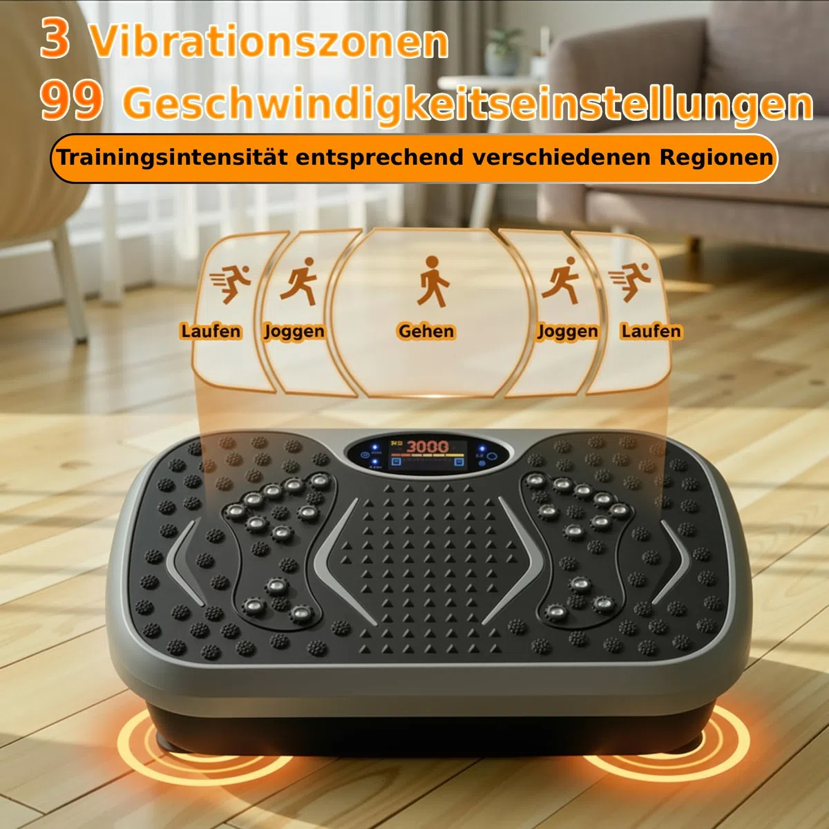 TLGREEN Piastra Vibrante, Design Compatto, 99 Livelli, 5 Programmi di Allenamento, con Bande di Resistenza, Touch Screen e Telecomando, Fitness Pedana Vibrazioni, Tavola Vibrante per Casa