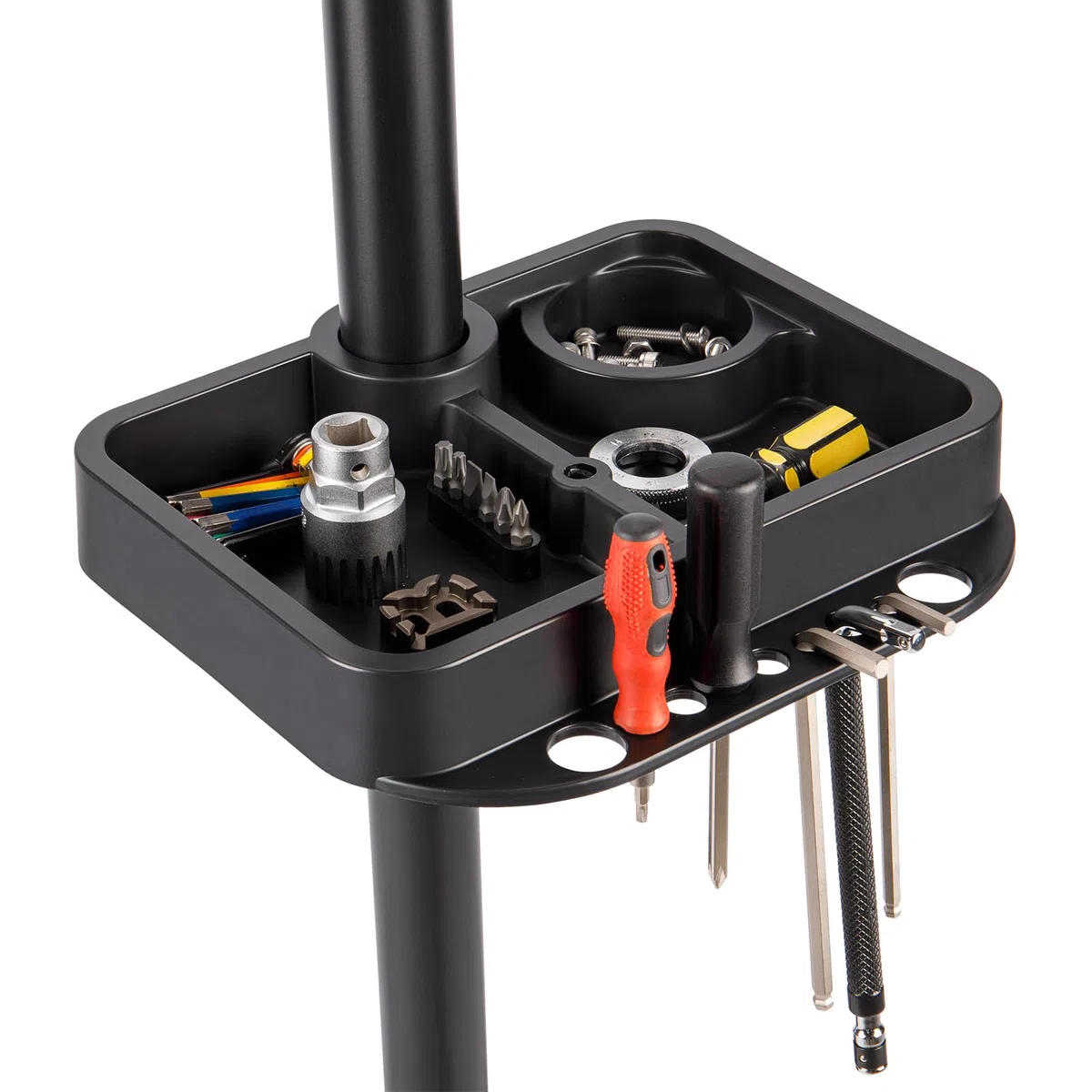 CXWXC Supporto per montaggio bicicletta – Supporto professionale per riparazione con vassoio degli attrezzi e scomparto magnetico (Nero)