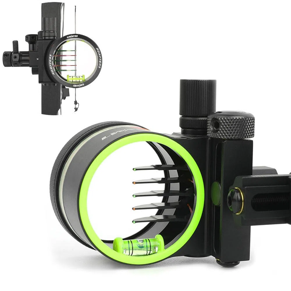 SHARROW Tiro con L'Arco Mirino per Arco Compound 5 Pin Bow Sight Micro Regolabile Alluminio Vista dell'Arco Composto con 4x 6x 8x Lente