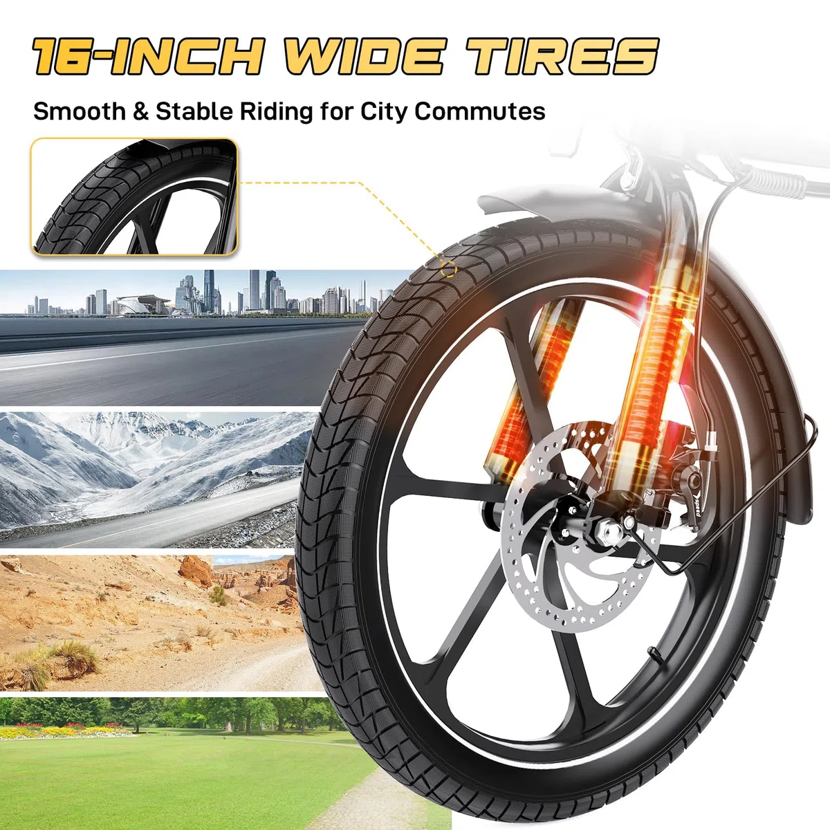 EVERCROSS Bicicletta Elettrica per Adulti, 250W Bici da Montagna,16"/20" Pneumatici Grassi E-Bike, Fino a 25KM/H, 36V/48V Batteria Rimovibile E-Bici,Sistema a Doppio Disco