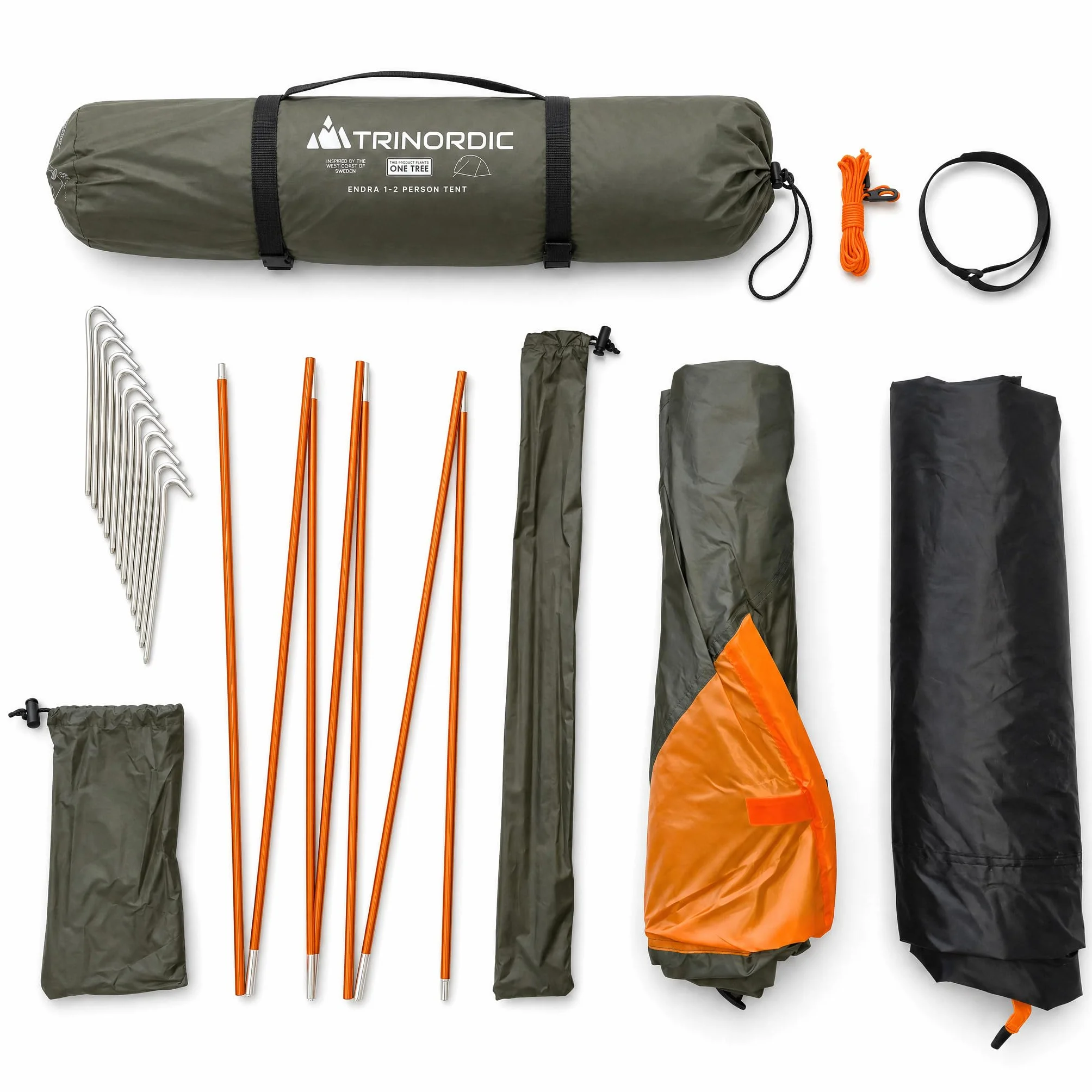 Trinordic Tenda Leggera 1-2 Persone – Tunnel Arco Singolo, 1,7 kg Peso Minimo, 3000 mm Impermeabile, Verde Oliva