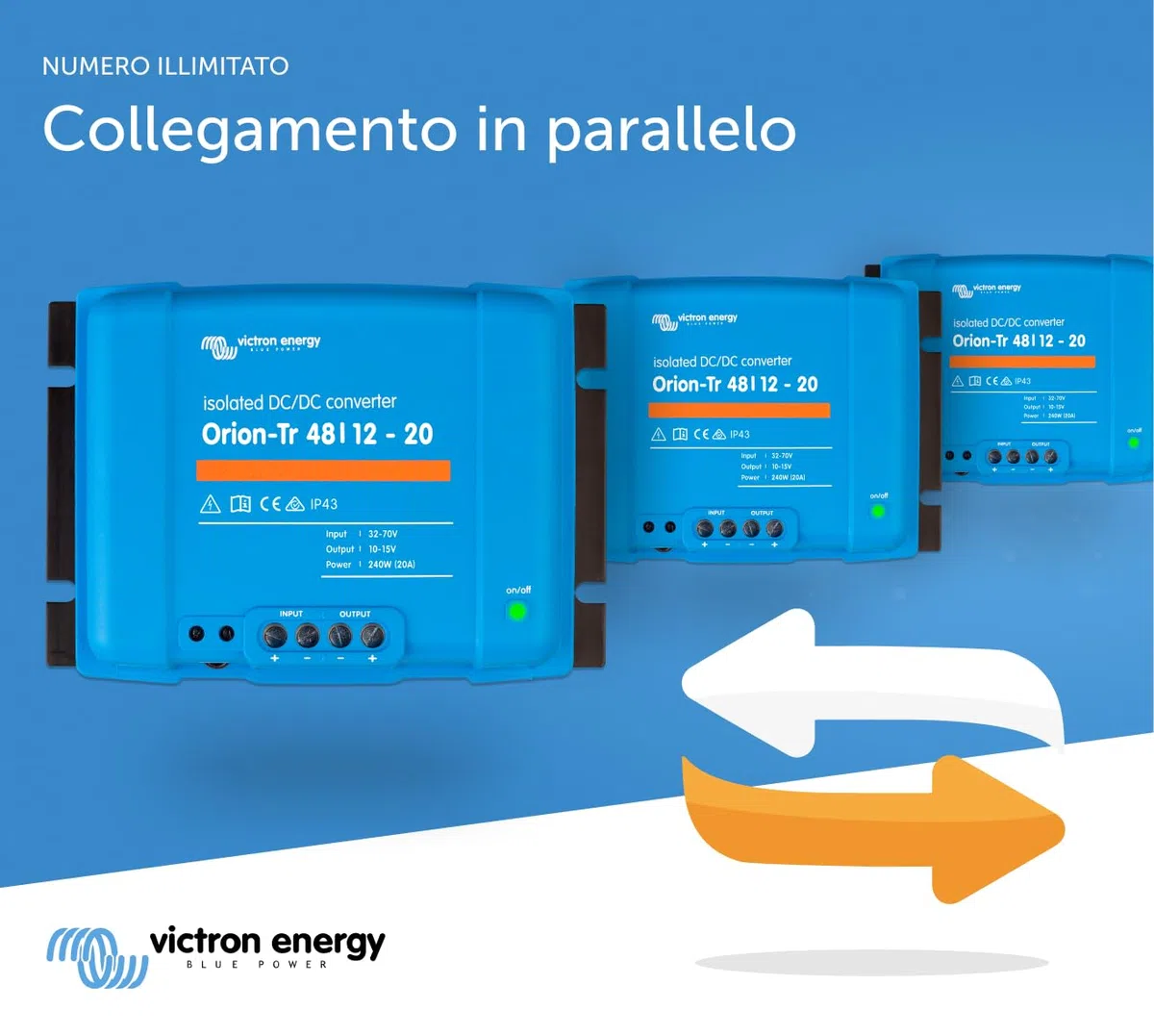 Victron Energy Orion-Tr IP43 48/12-Volt 20 amp 240-Watt Convertitore DC-DC, Isolato