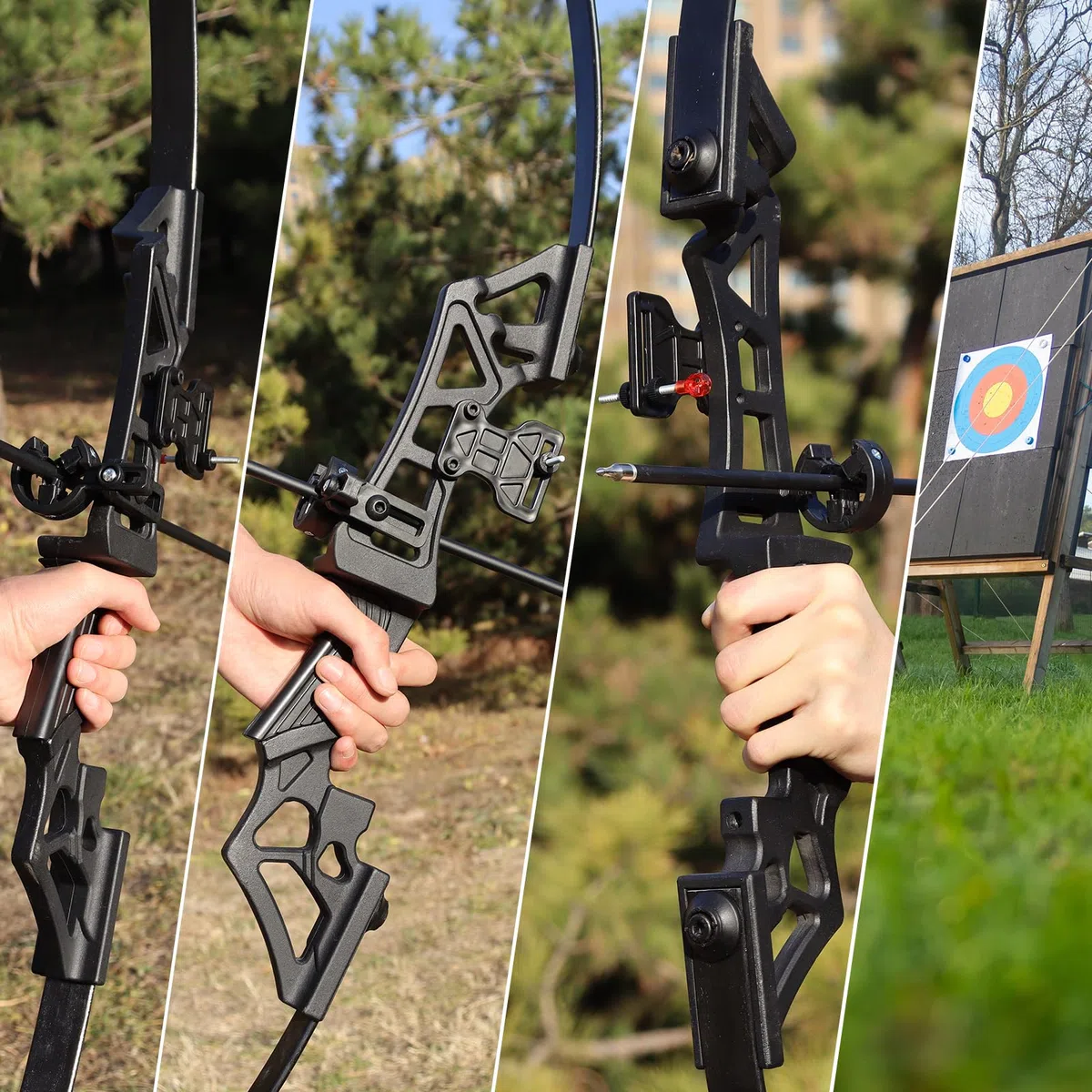 D&Q Tiro con l'arco Takedown Arco ricurvo e frecce Set per adulti Arco da caccia con arco lungo Mano destra per principianti Pratica tiro al bersaglio 30lbs 40lbs