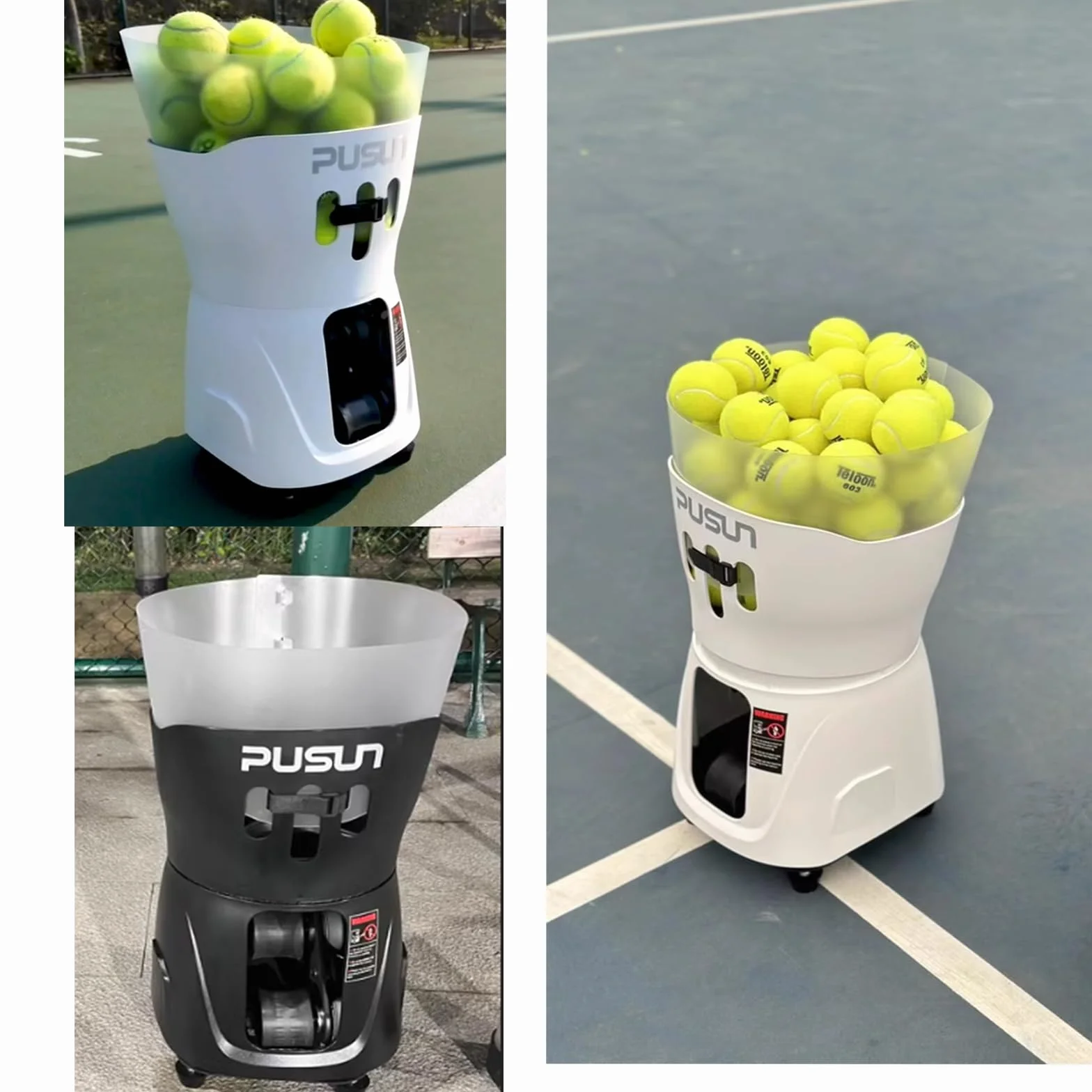 PUSUN - Macchina per lanciare palline da tennis, per bambini/principianti, capacità 65 + palline, doppio controllo tramite app e telecomando, durata della batteria 3-5 ore, attrezzatura portatile per