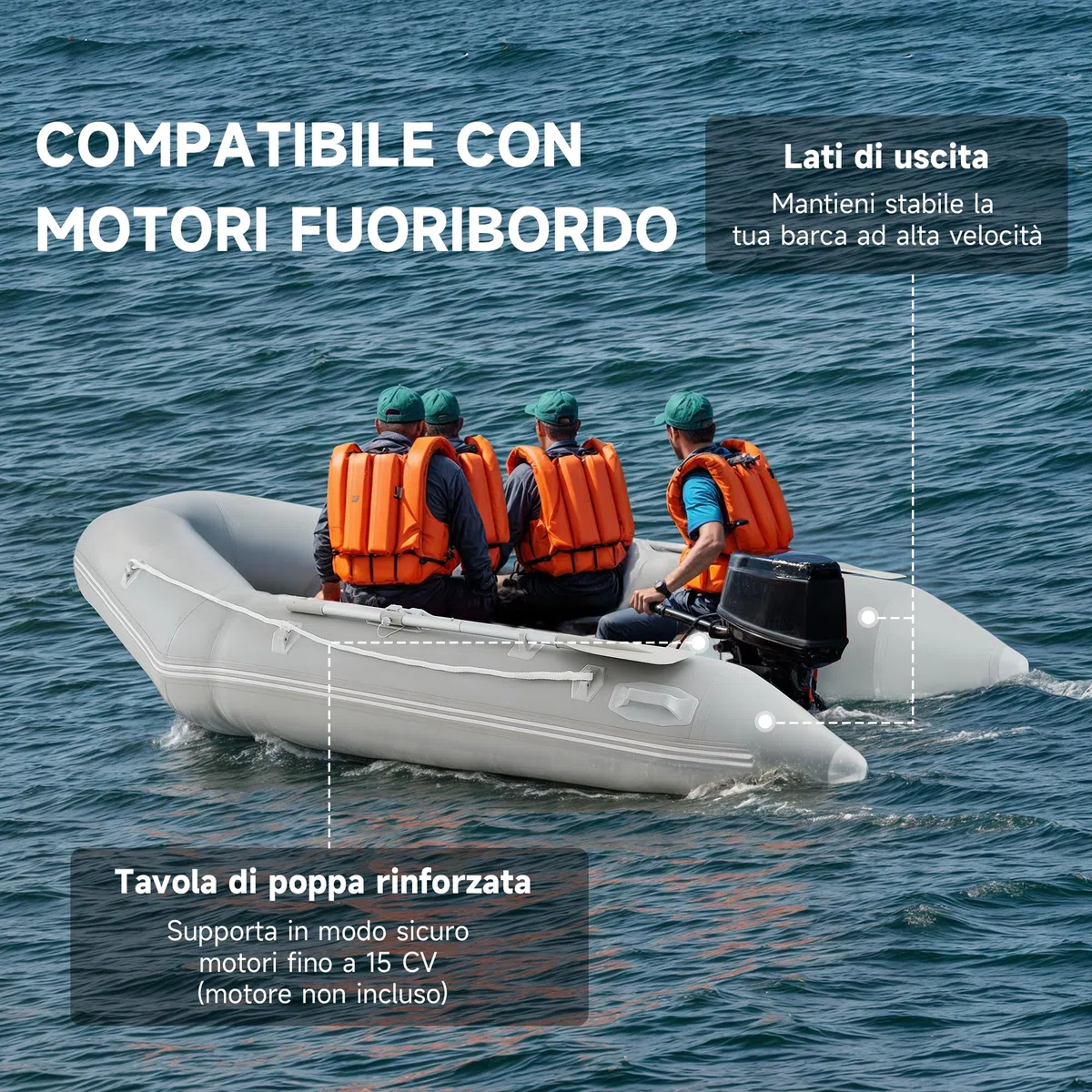 CO-Z 2.3m/3m Gommone Gonfiabile per Adulti Tender Gommone per 2/4 Persone Gommone Fondo in Lega Alluminio per Pesca Nautica Gioco Compatibile con Motore Fuoribordo (Capacità 300 kg /450 kg)