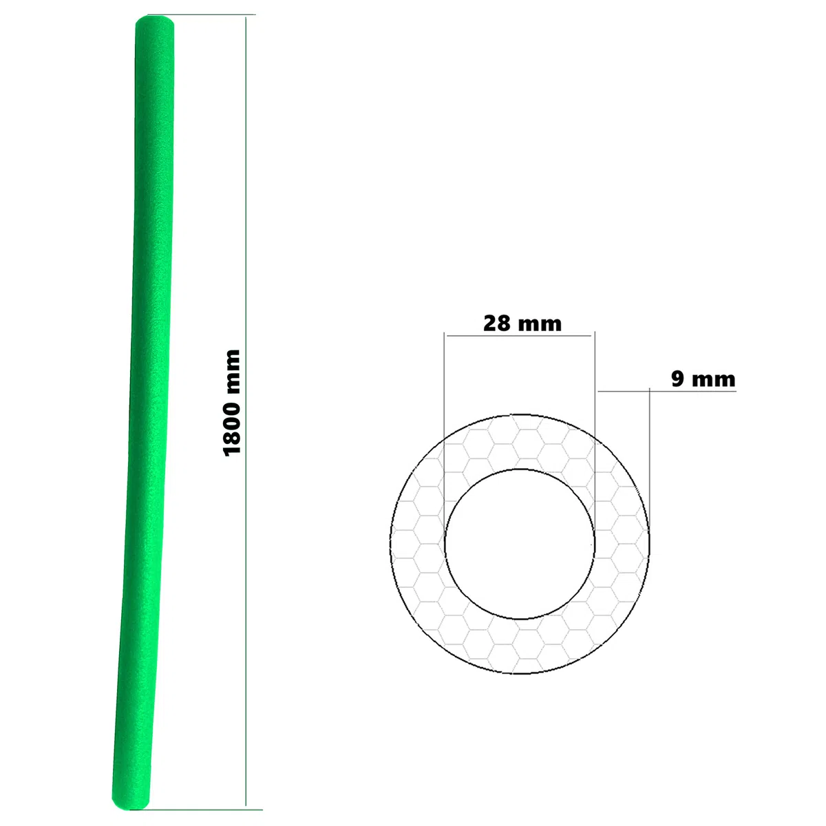 Tubi in schiuma per trampolino da 8 pezzi con tappi in schiuma per aste trampolino, 180 cm, verde