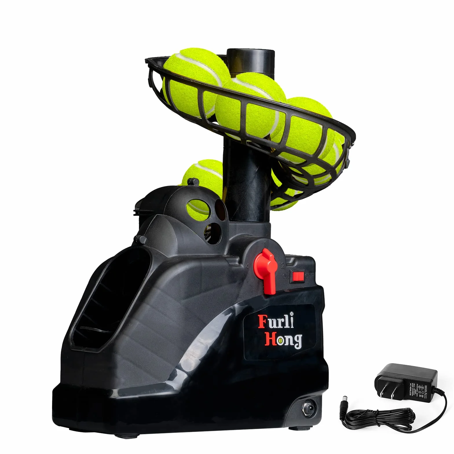 Furlihong 6802BH 2 in 1 Macchina da baseball e tennis per bambini, velocità di lancio regolabile, funzionamento a batteria o adattatore AC da 6 V
