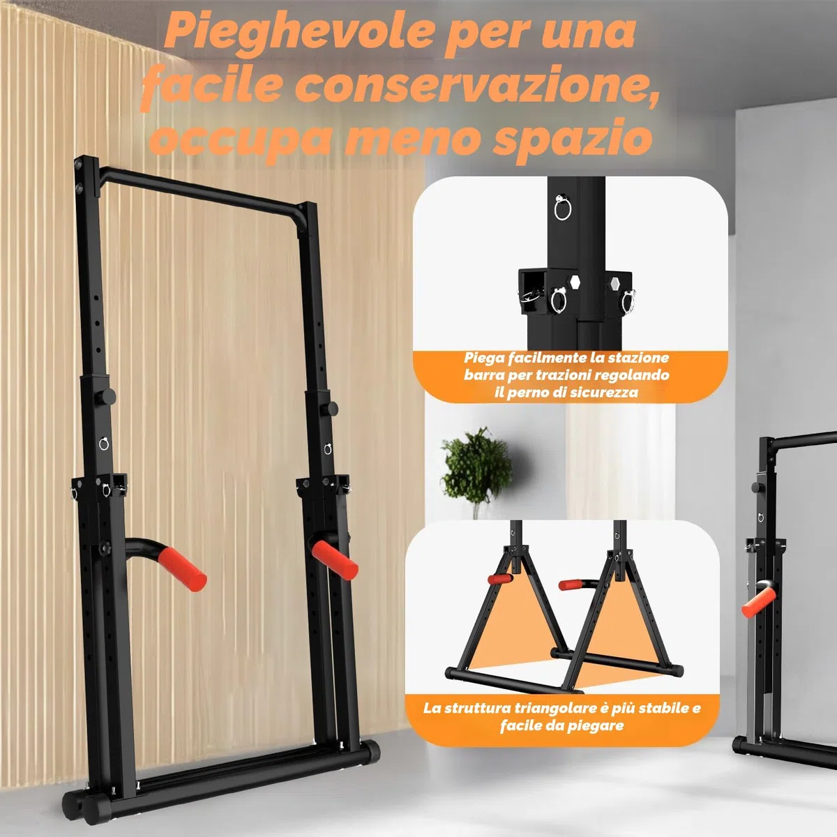 WATBKHE Power Tower Dip Station, Barra Trazioni Autoportante Barra Pieghevole per Trazioni Domestiche, multifunzione Pull Up Station Fitness Tower Attrezzo per l'allenamento della forza