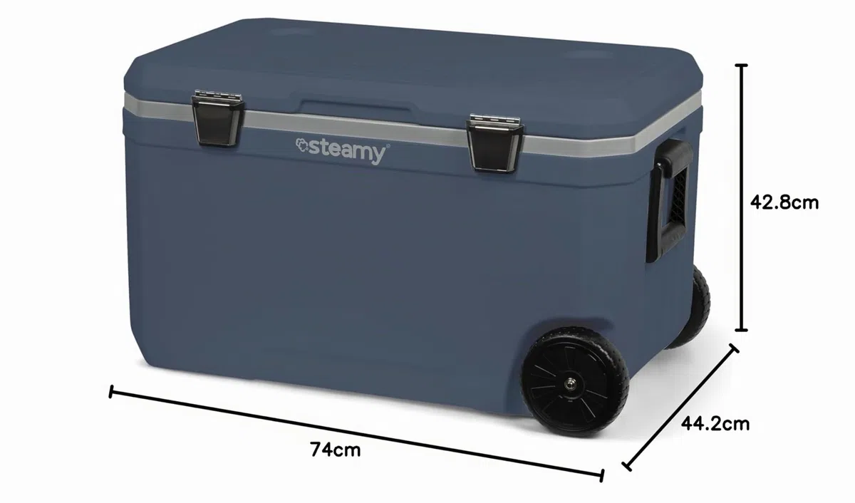 Steamy Cool 70 Frigoriferi portatile passivo con ruote, 70 Litri, Blu