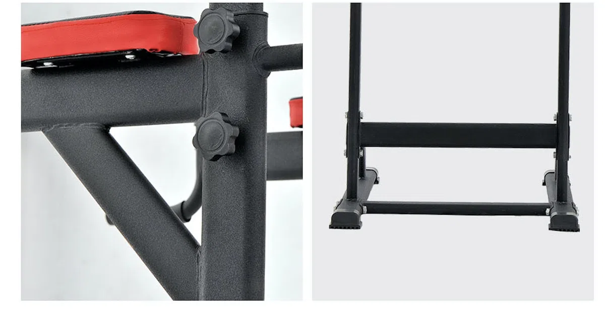 Pull Up Fitness - Barra di trazione, con Sedia Romana, Colore: Nero/Rosso