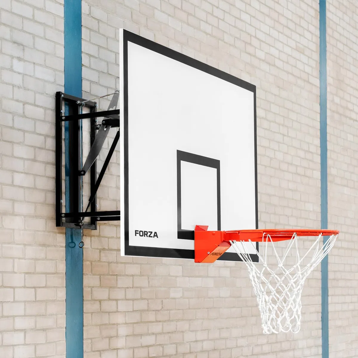 FORZA Canestro Da Basket Professionale - Da Montare A Muro | Anello Pallacanestro Per Interni Ed Esterni | Anello Flessibile Con Rete | Canestro Basket Con Piastra Per Montaggio Al Muro