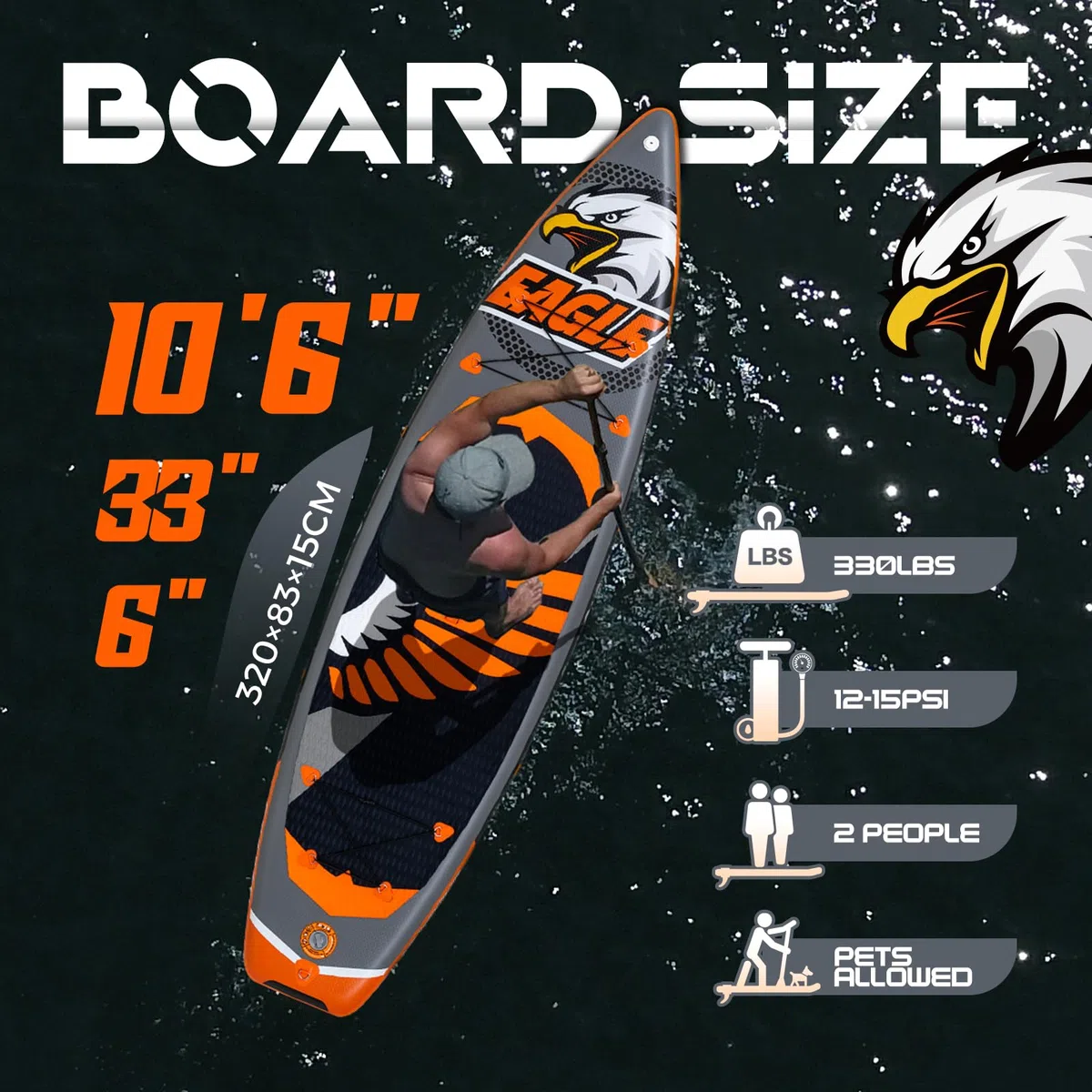 FunWater SUP Gonfiabile Stand Up Paddle Board Tavole da SUP Gonfiabili Adulti Tavola da Surf con Accessori Pompa a Mano,Pagaia,3 Pinne