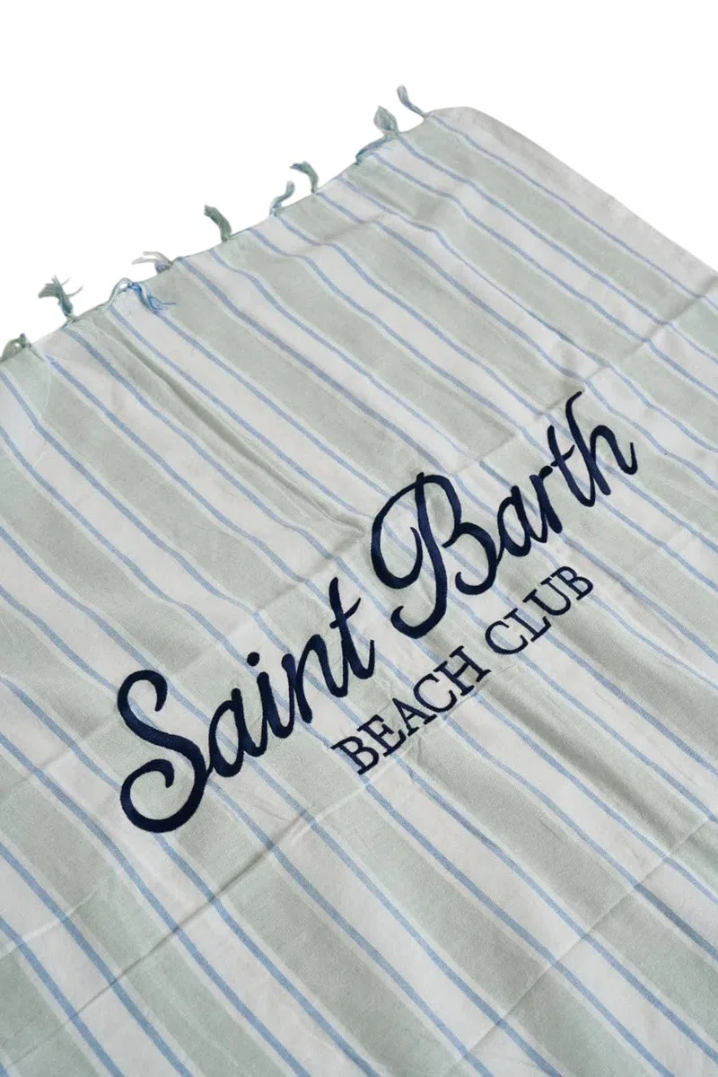 Saint Barth MC2 TELO MARE FOUTAS LIGHT STRISCE VERDE ACQUA BLU