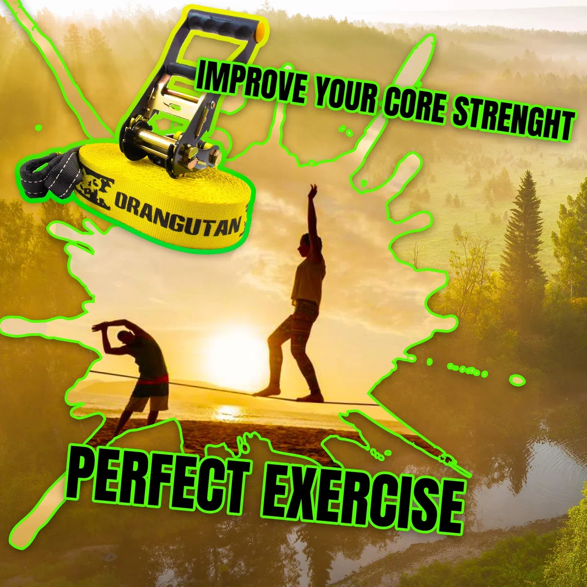 Sport & Fitness Kit con protezioni per alberi e linea di allenamento, 15 m - 50 mm, corda per sport fitness – Gioco da giardino