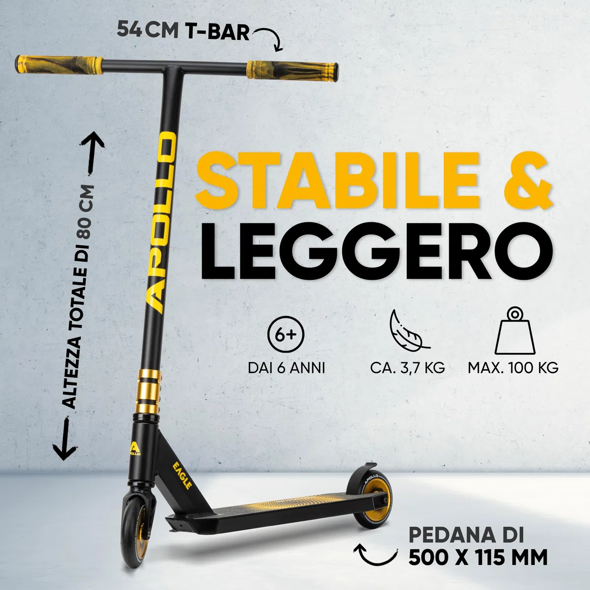 Apollo Stunt Scooter - Eagle, monopattino acrobatico professionale anodizzato, scooter per bambini con cuscinetti ABEC 9, ruote da 110mm, monopattino acrobatico anche per adolescenti e adulti