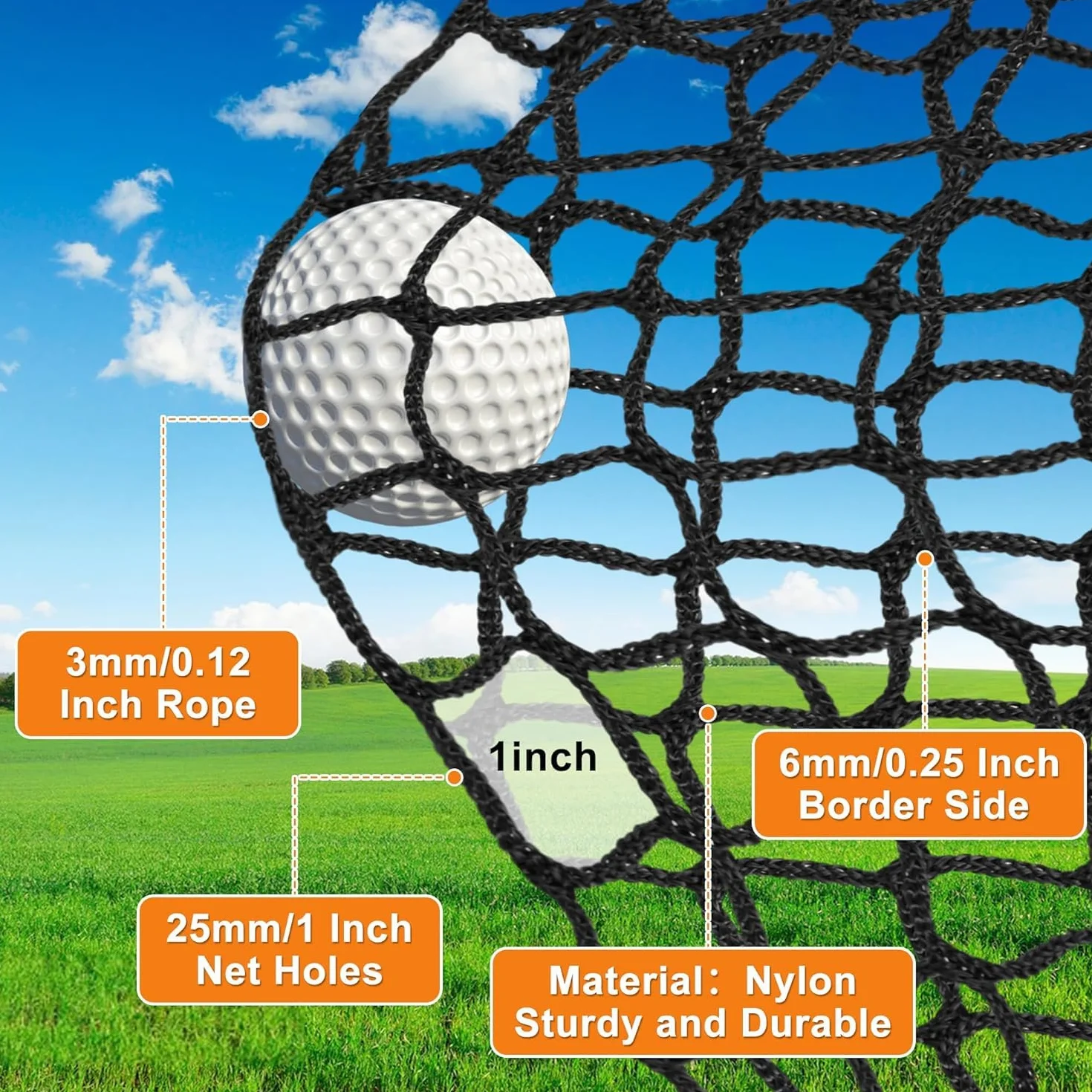 Rete da Golf 3x6M Nero Poliestere | Rete di Allenamento Resistente per Driving Range & Giardino | Installazione Rapida, Antistrappo e UV-Resistente