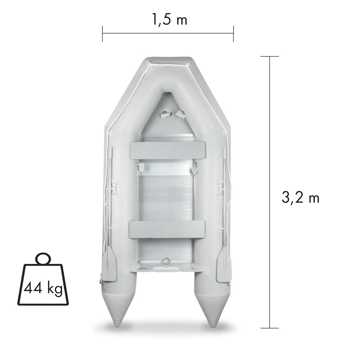 EBERTH Gommone Gonfiabile Barca da Pesca in Robusto PVC per 3-8 Persone, 2X pagaie, Potenza Massima Motore 10 to 50 CV, Kit Riparazione, Pompa, Borsa Trasporto, Fino a 484 to 1100kg