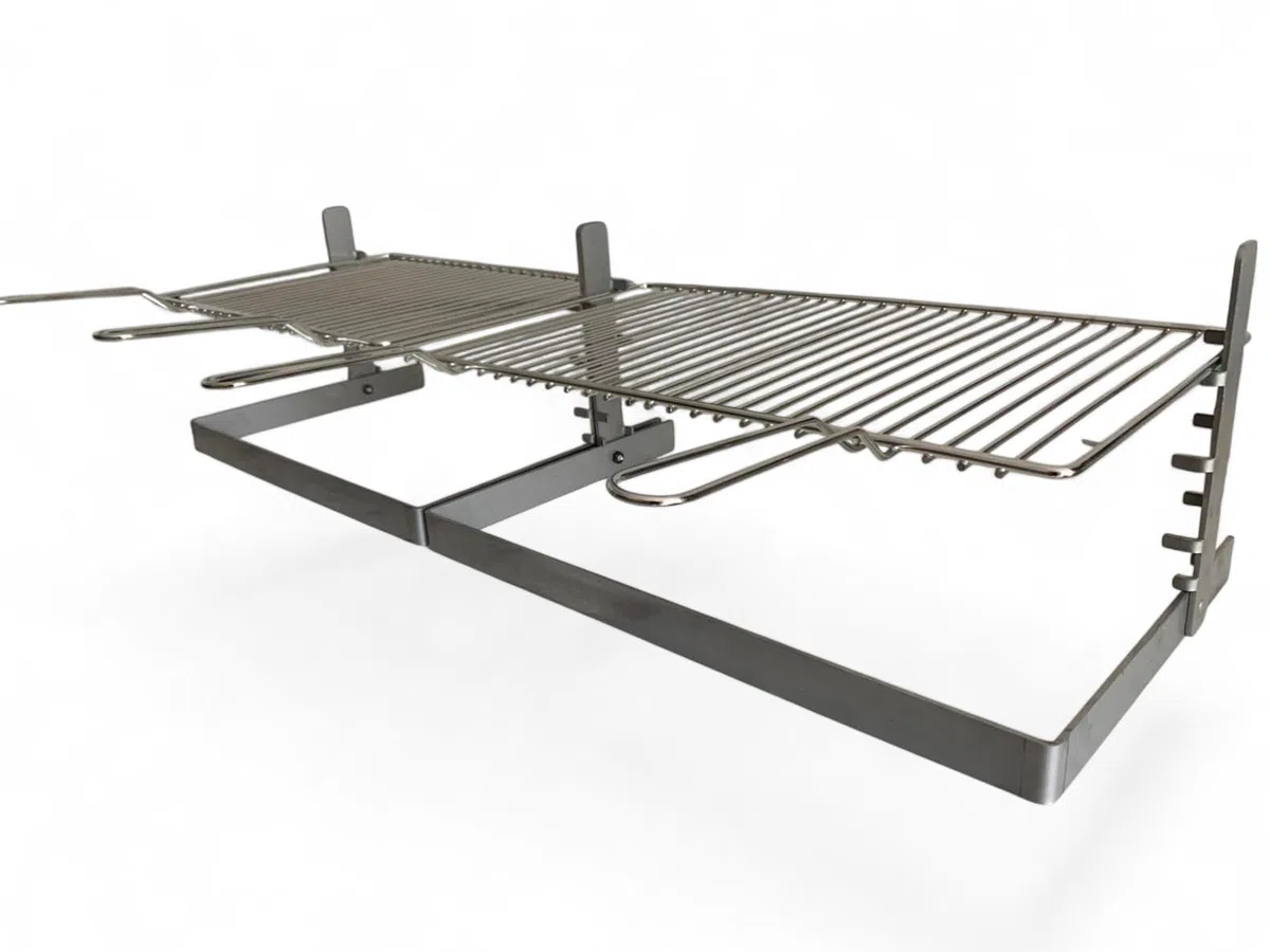 Griglia per Barbecue e Camino in Acciaio Cromato, Regolabile in Altezza, Struttura in Ferro, per Carne Pesce e Verdure (80x35 cm)