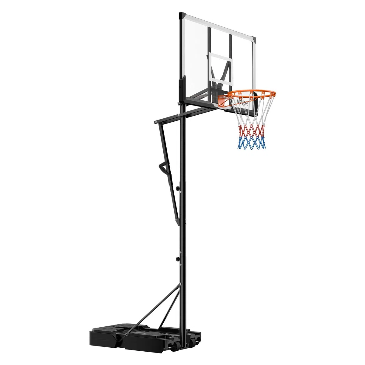 VEVOR Supporto da Basket Portatile Massimo 3,05 m Pallacanestro da Esterno con Piedistallo Regolabile in Altezza Design di Sollevamento, con Ruote e Tabellone PC da 1117,6 mm, per Cortili, Scuole