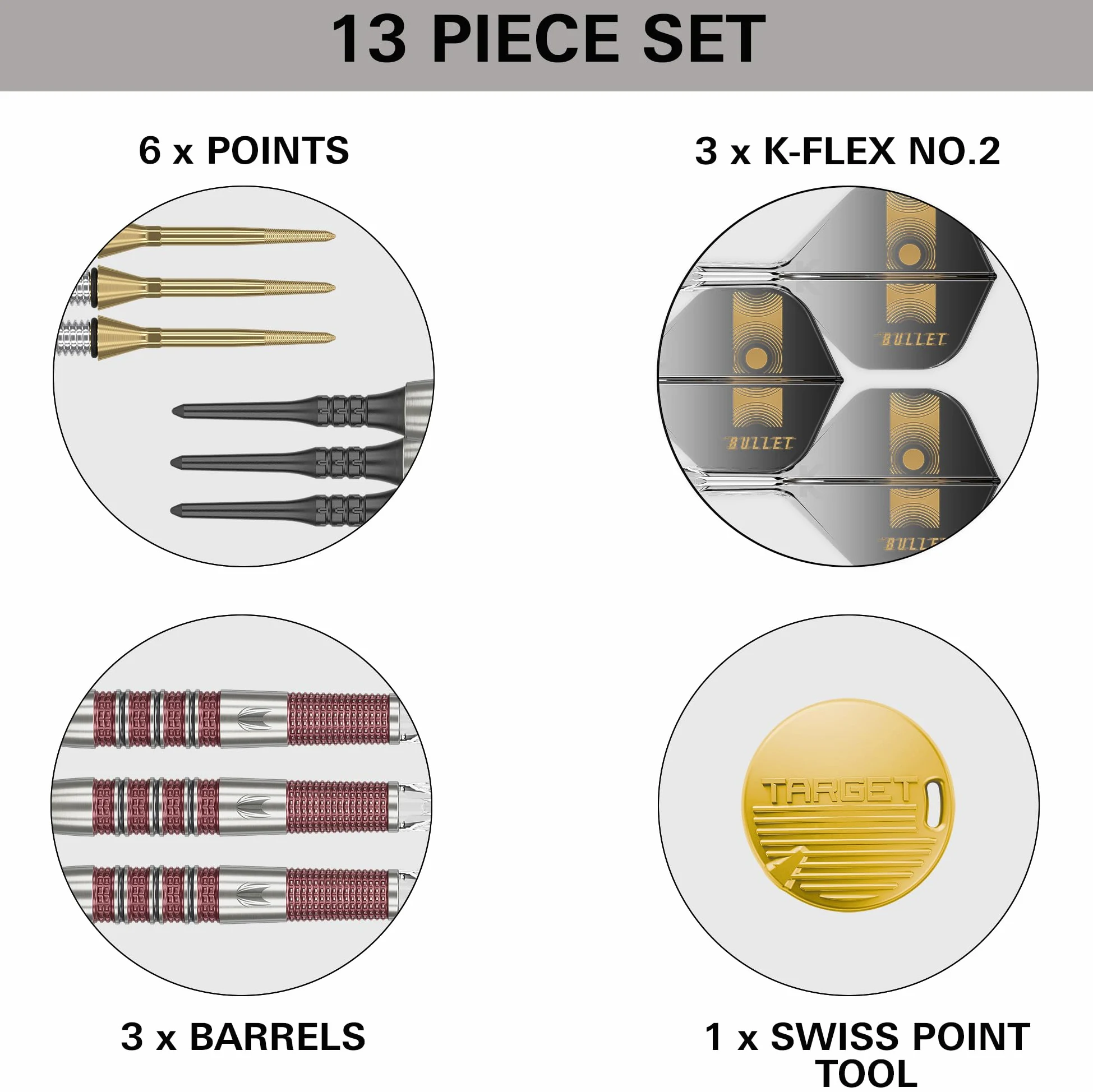 Target Darts Stephen Bunting 95K Set di Freccette a Punta Morbida, 19G | Alette e aste Kflex, The Bullet Player Edition Freccette al 95% di Tungsteno, Punta in Acciaio Nano Swiss Conversion Points