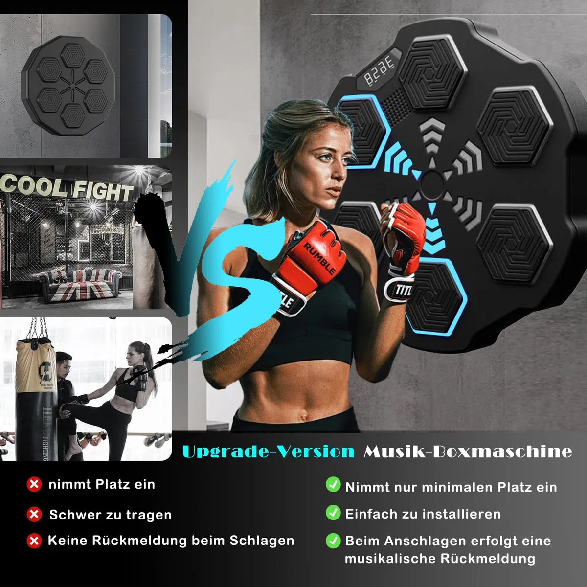 Bluetooth Music Boxing Machine con guantoni da boxe, macchina da boxe intelligente per montaggio a parete per esercizi domestici decompressione, boxe, dispositivi di allenamento per adulti e