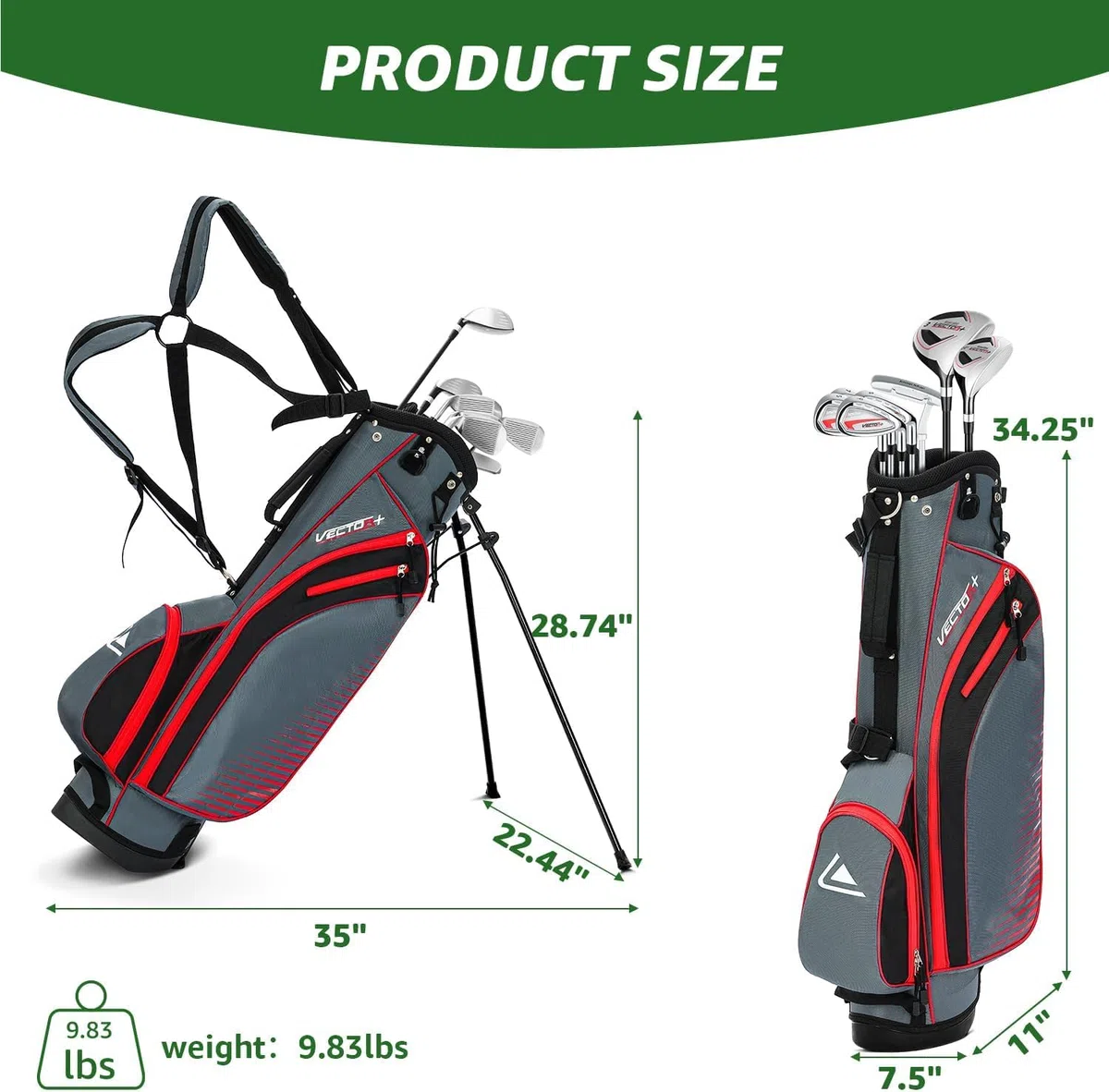XKISS Set completo di mazze da golf per mancini/destrorsi da uomo donna 8 pezzi, include sacca con copertura antipioggia, legno da fairway 3# con copritesta, ibrido 5#, ferri 5#, 7#, 9# S# e putter