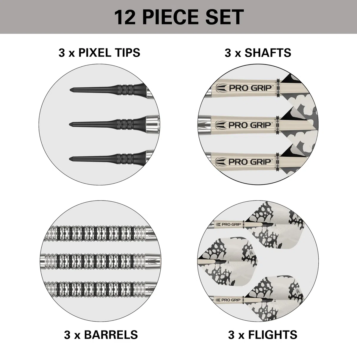 Target Darts EXO Edition 90% Tungsten Soft Tip Darts Set – Set di Freccette Professionali con Punta Morbida, Freccette con Punta Pixel con Alberi PRO Grip e voli No.6