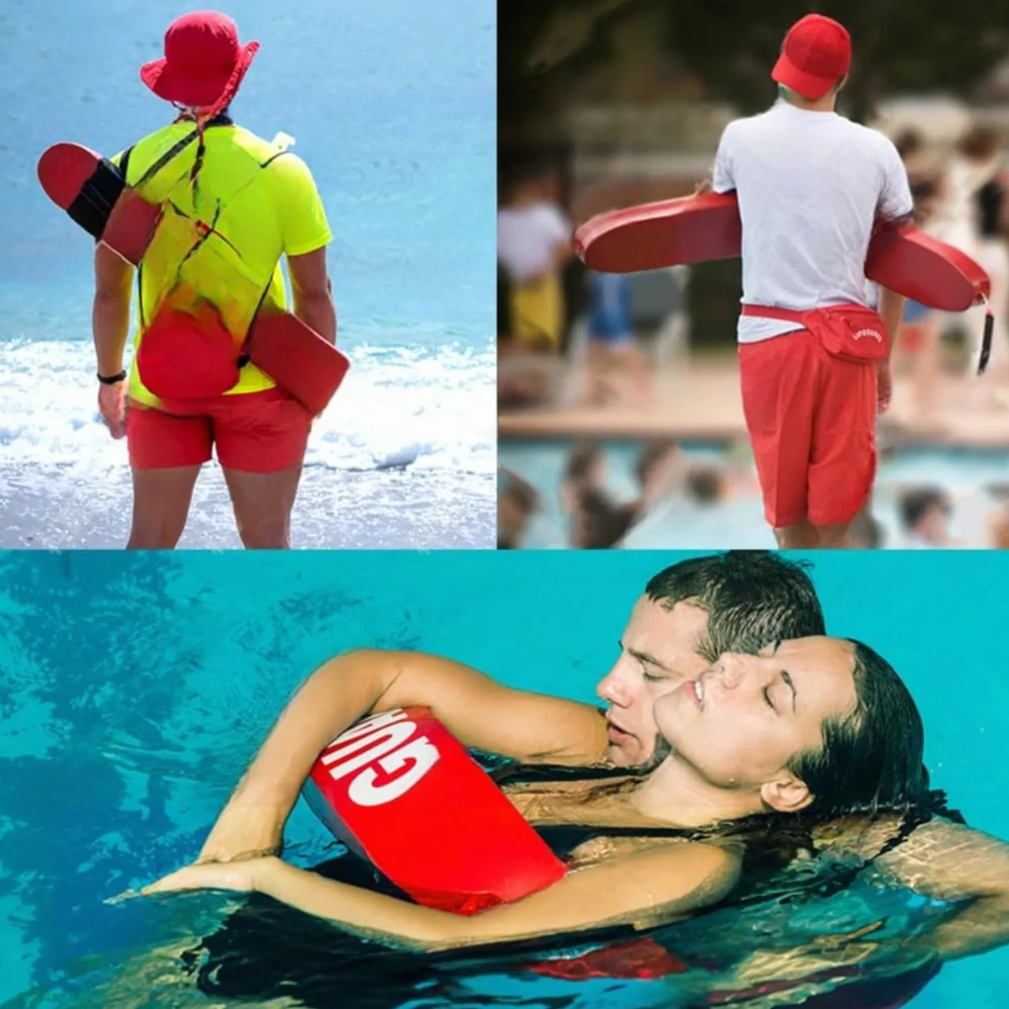 Tubo di salvataggio professionale per bagnini, rosso con testo di protezione bianca, galleggiante di sicurezza per piscine e salvataggio in spiaggia