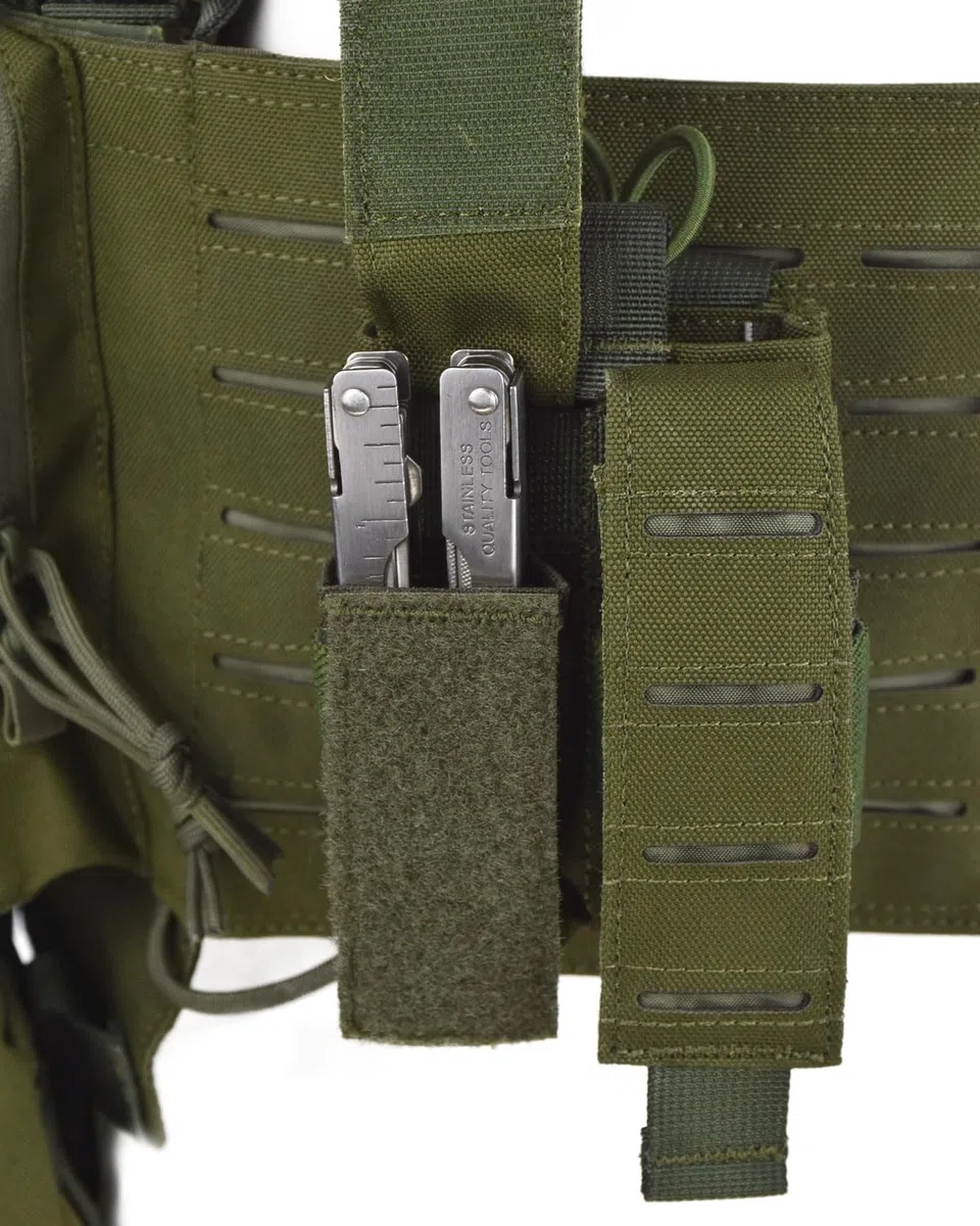 Openland Rapax Chest Rig Gilet Tattico MOLLE Lasercut in Nylon 1000D, Porta Caricatori M4/AK e Pistola, Tasche Utility YKK, Regolabile