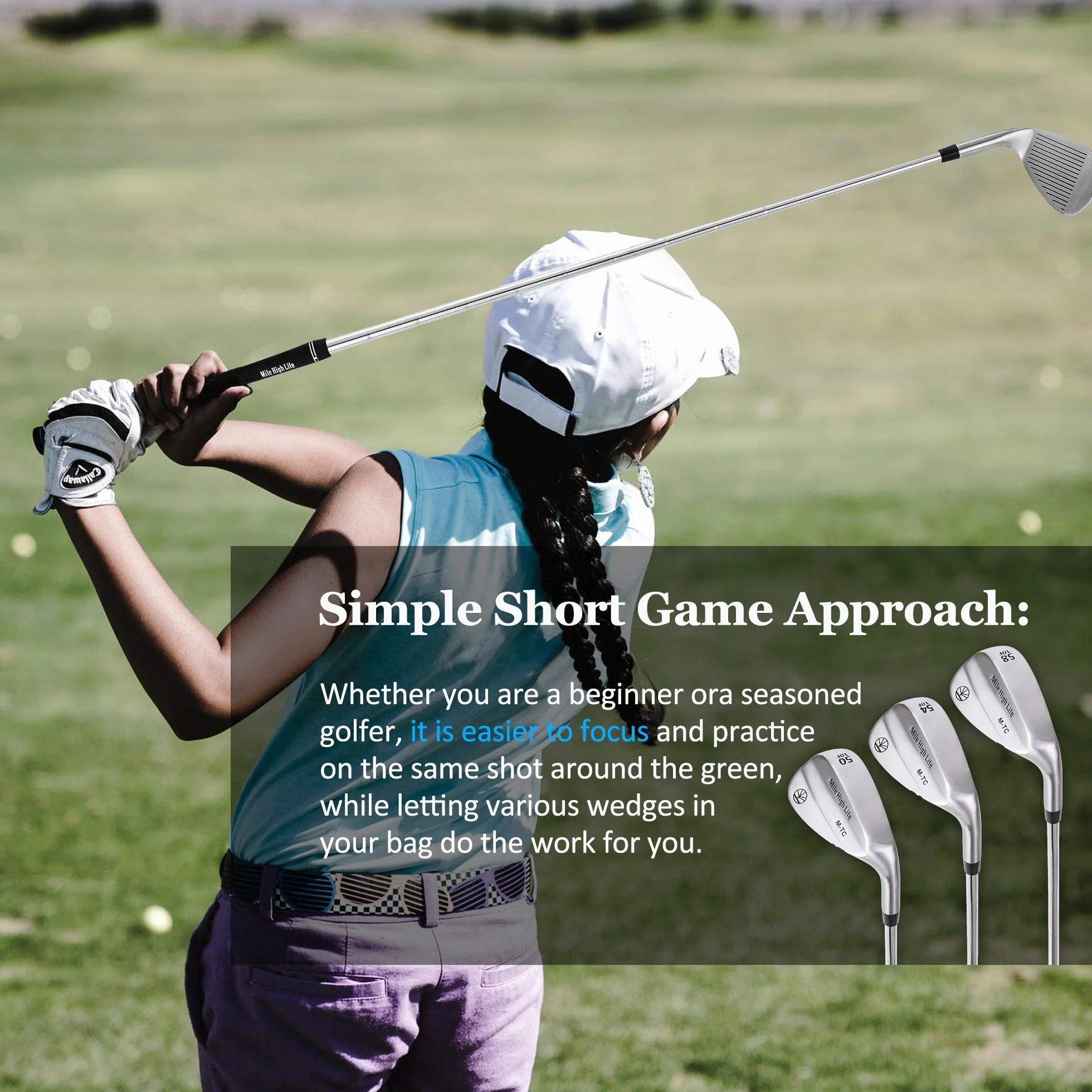 Mile High Life | Set di cunei da golf | Set di cunei da golf da pitching | suola spessa Loft Wedge Club da golf per uomini e donne | 50/52/54/56/58/60 per destrorsi